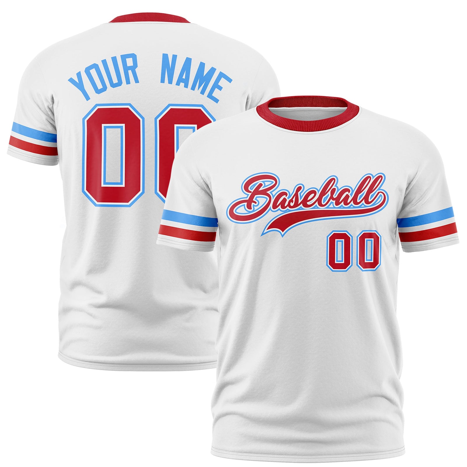Custom White Red Classic Style Stripe Fashion T-shirt| KXKSHOP