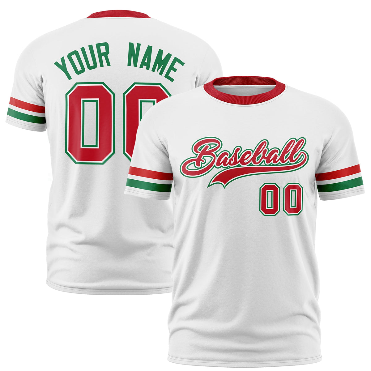 Custom White Kelly Green Classic Style Stripe Fashion T-shirt| KXKSHOP
