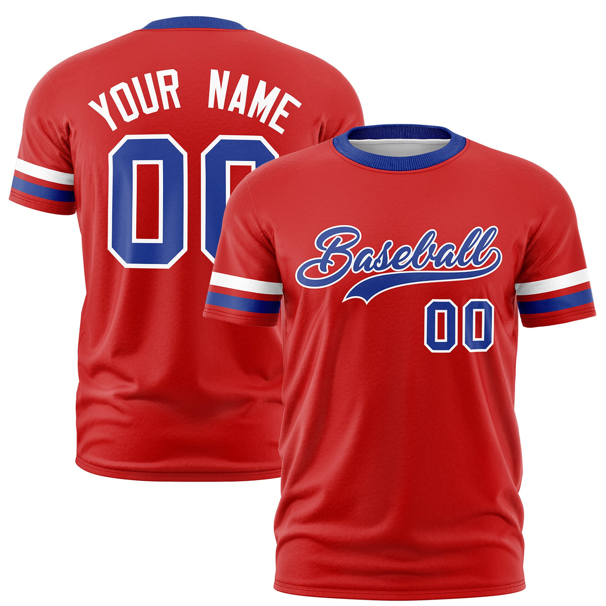 Custom Red Royal Blue Classic Style Stripe Fashion T-shirt| KXKSHOP