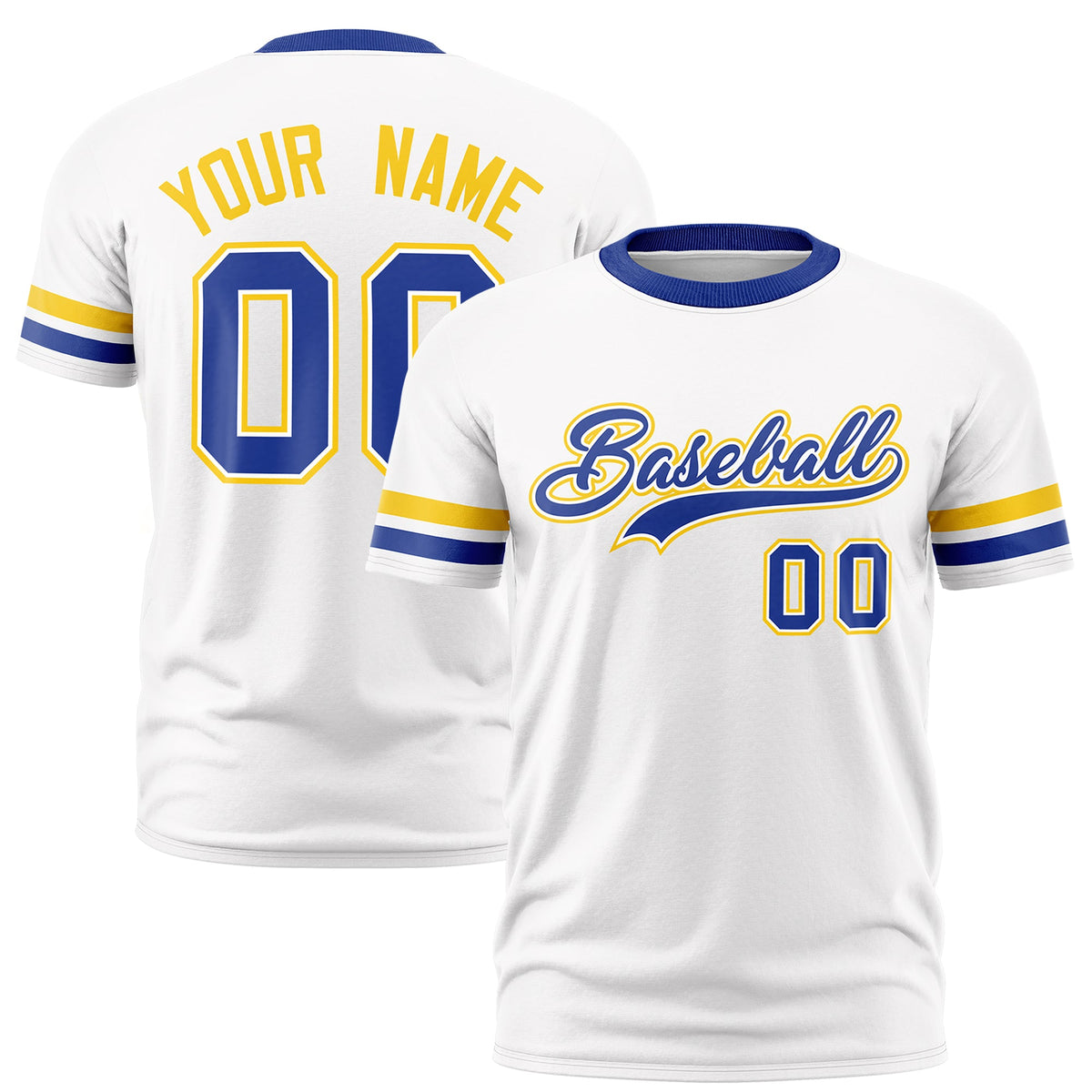 Custom White Royal Blue Classic Style Stripe Fashion T-shirt| KXKSHOP