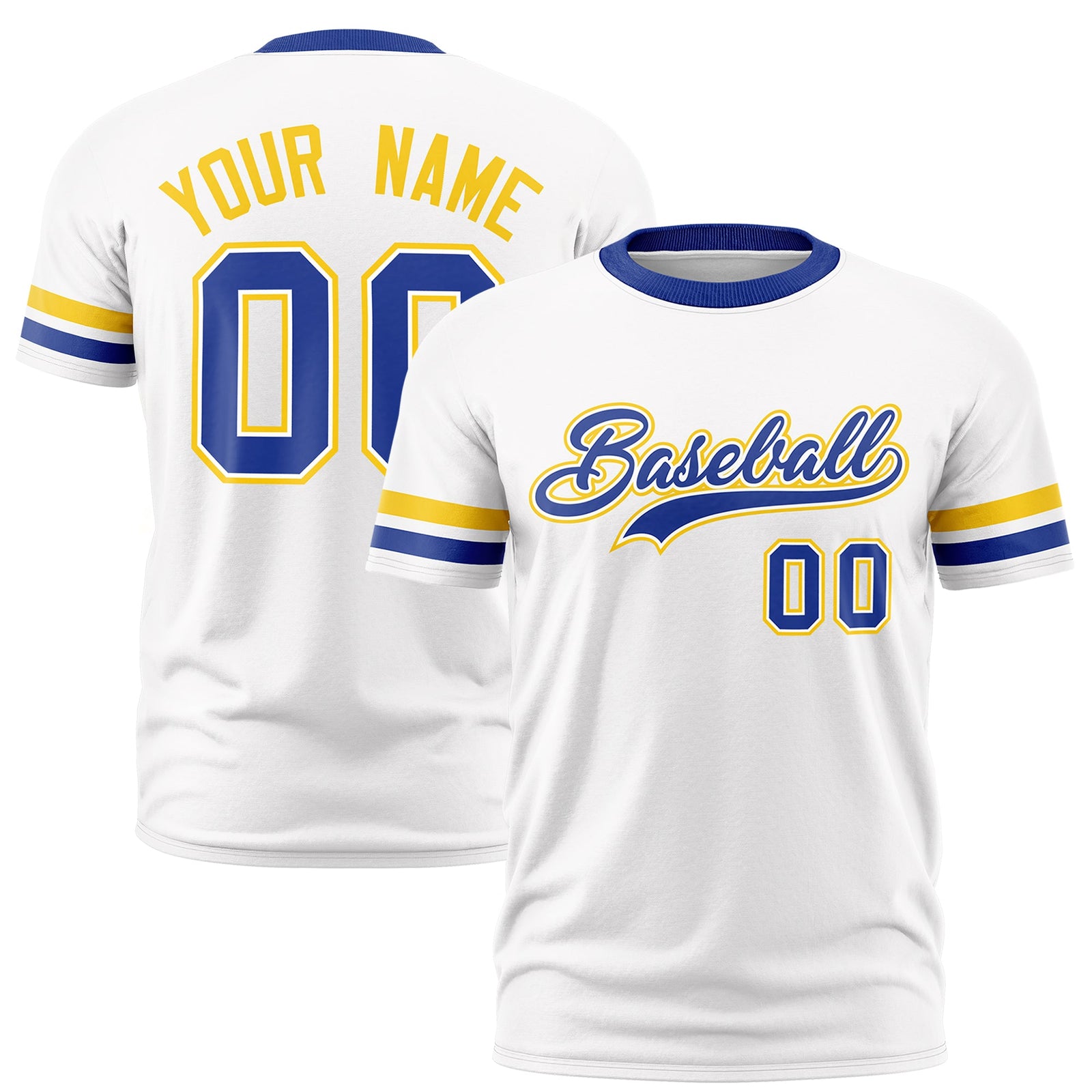 Custom White Royal Blue Classic Style Stripe Fashion T-shirt| KXKSHOP