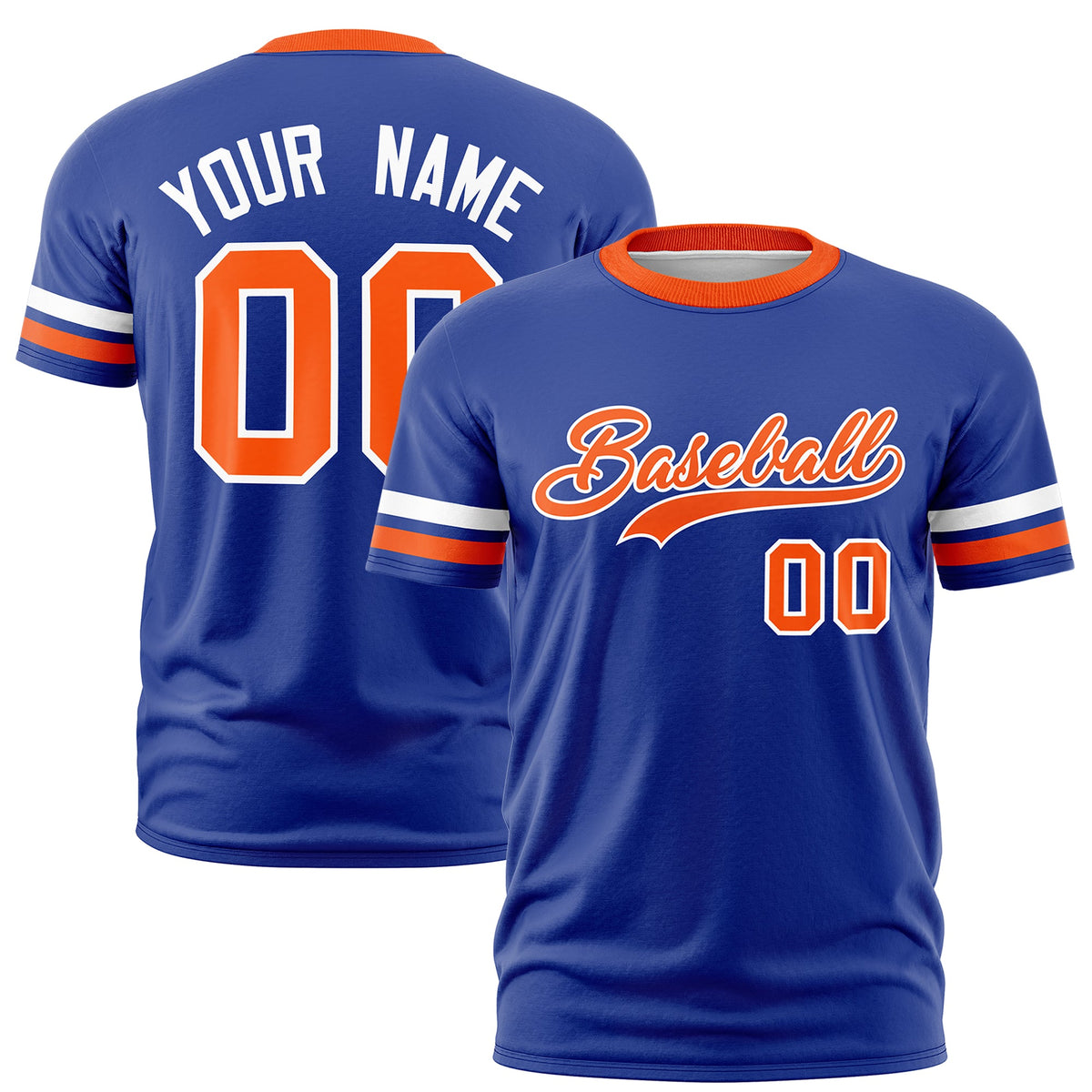 Custom Royal Blue Orange Classic Style Stripe Fashion T-shirt| KXKSHOP