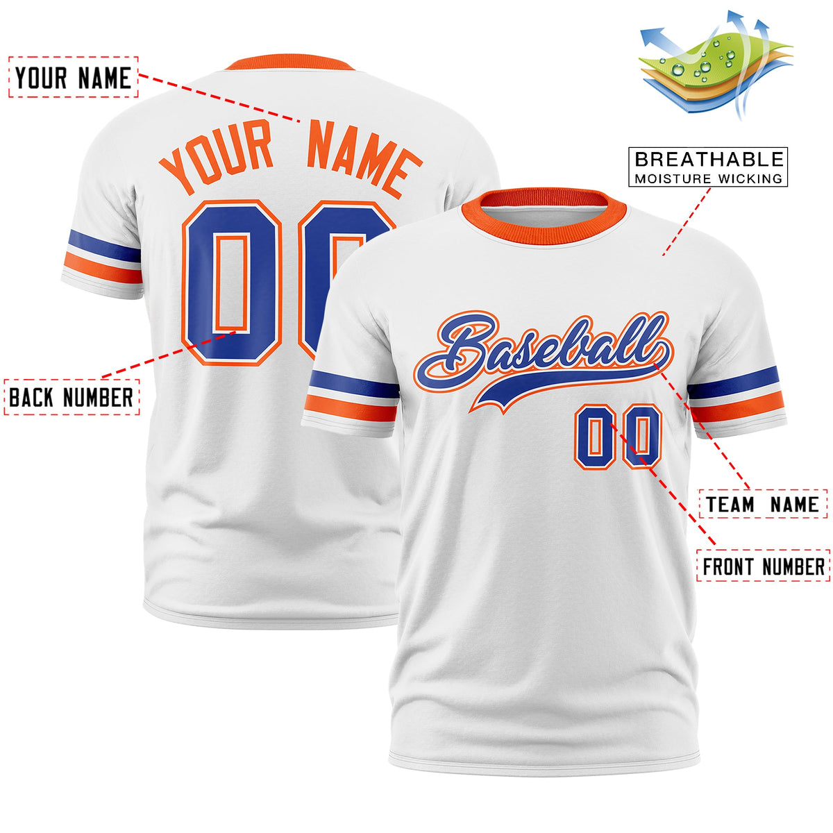 Custom White Orange Classic Style Stripe Fashion T-shirt| KXKSHOP