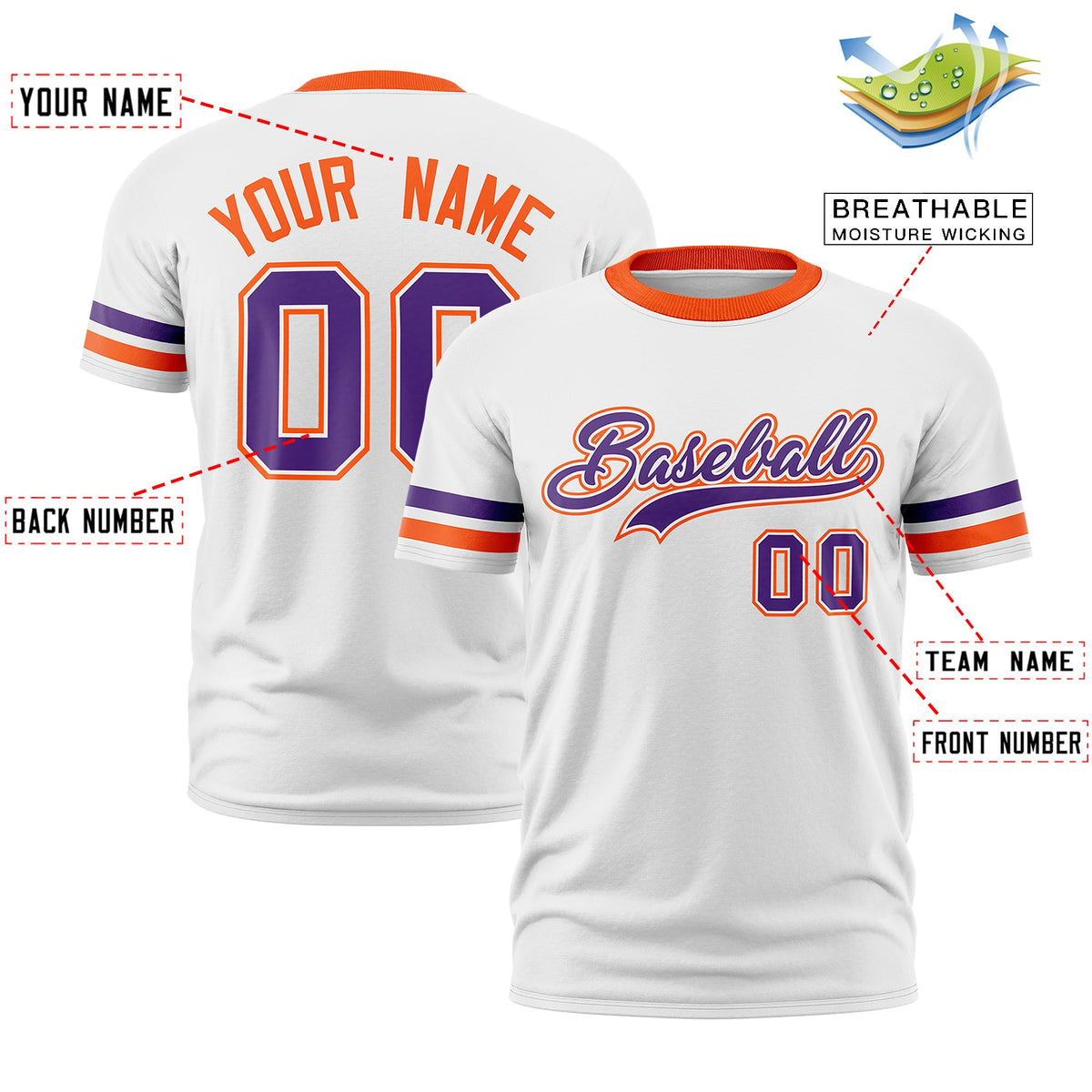 Custom White Orange Classic Style Stripe Fashion T-shirt| KXKSHOP