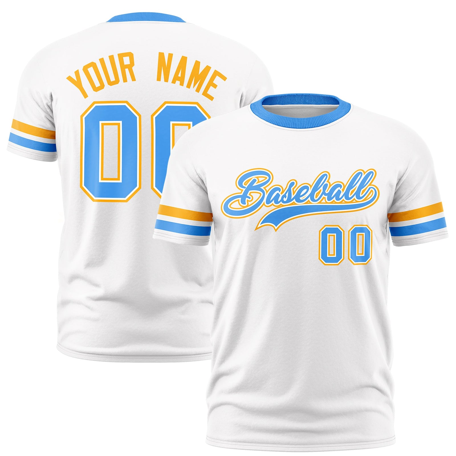 Custom White Powder Blue Classic Style Stripe Fashion T-shirt| KXKSHOP