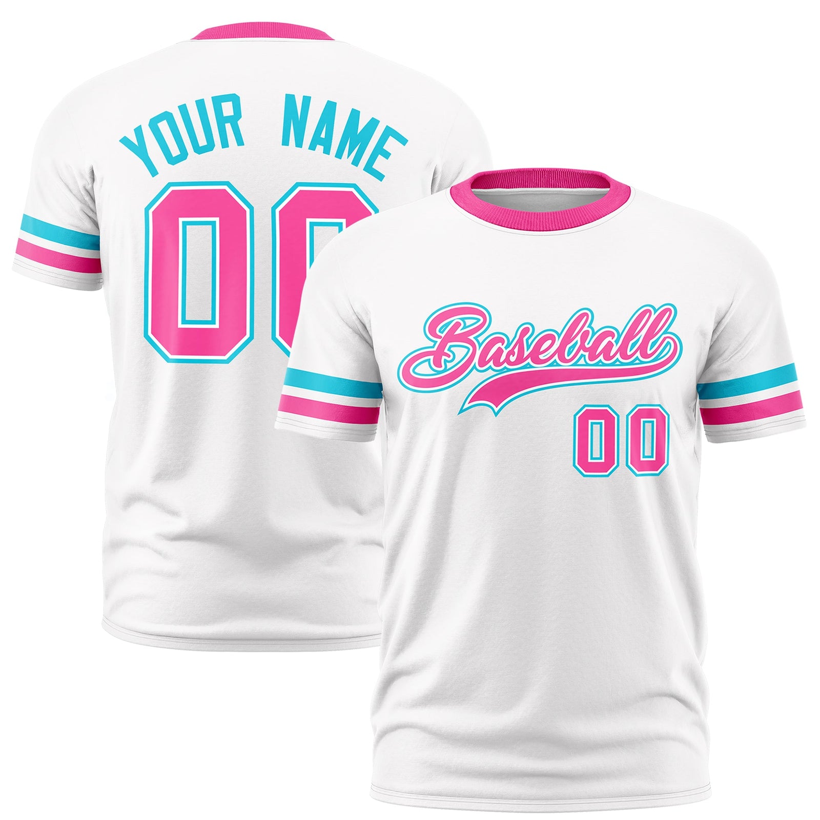 Custom White Pink Classic Style Stripe Fashion T-shirt| KXKSHOP