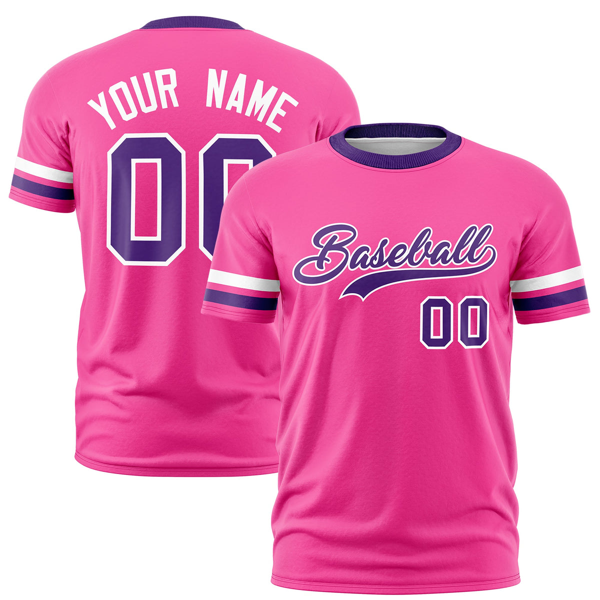 Custom Pink Purple Classic Style Stripe Fashion T-shirt| KXKSHOP