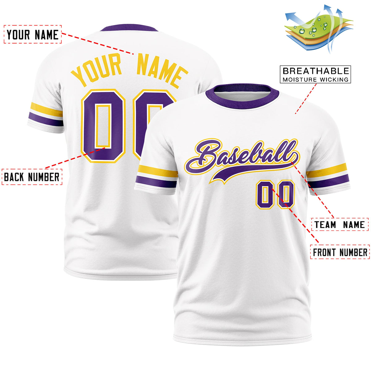 Custom White Purple Classic Style Stripe Fashion T-shirt| KXKSHOP