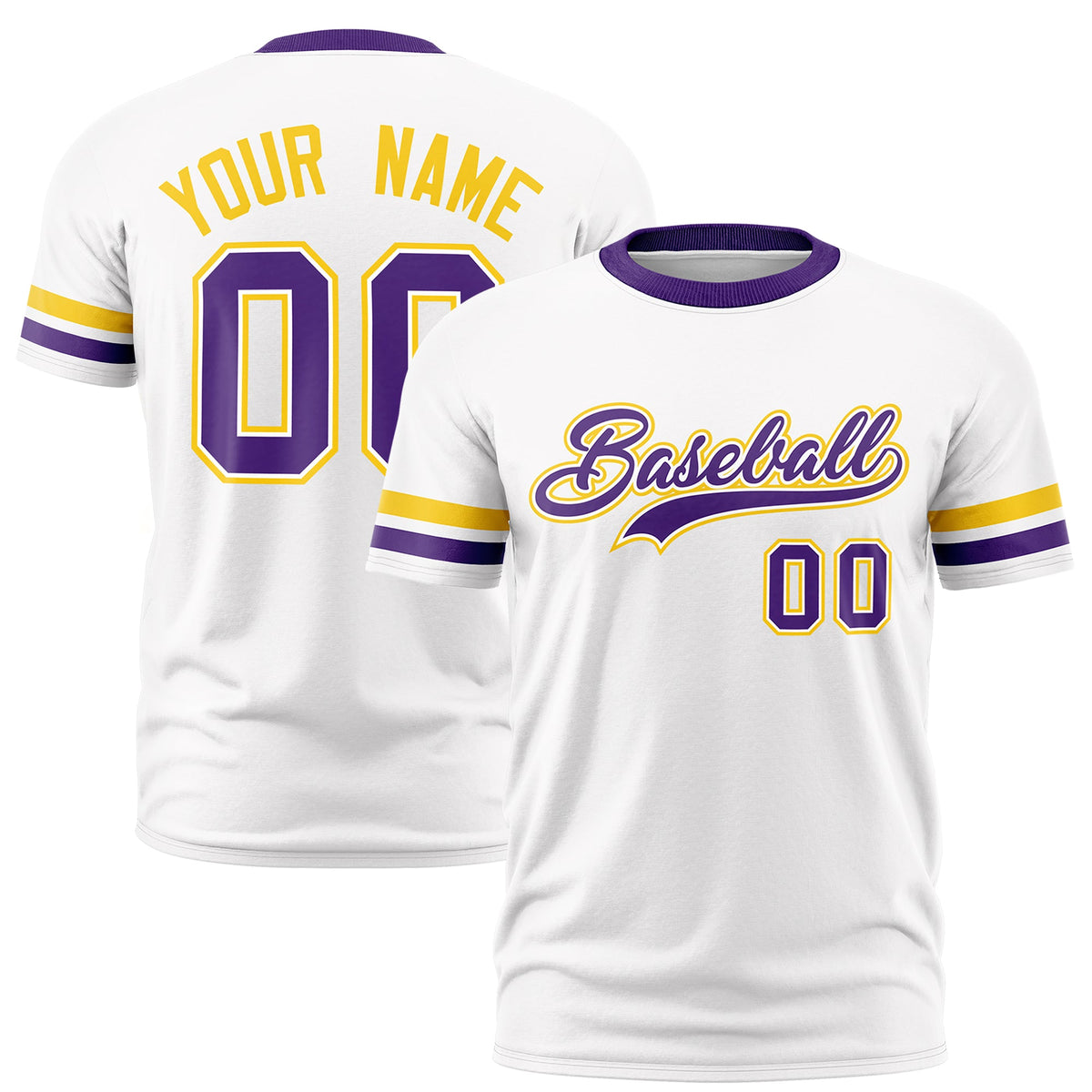Custom White Purple Classic Style Stripe Fashion T-shirt| KXKSHOP