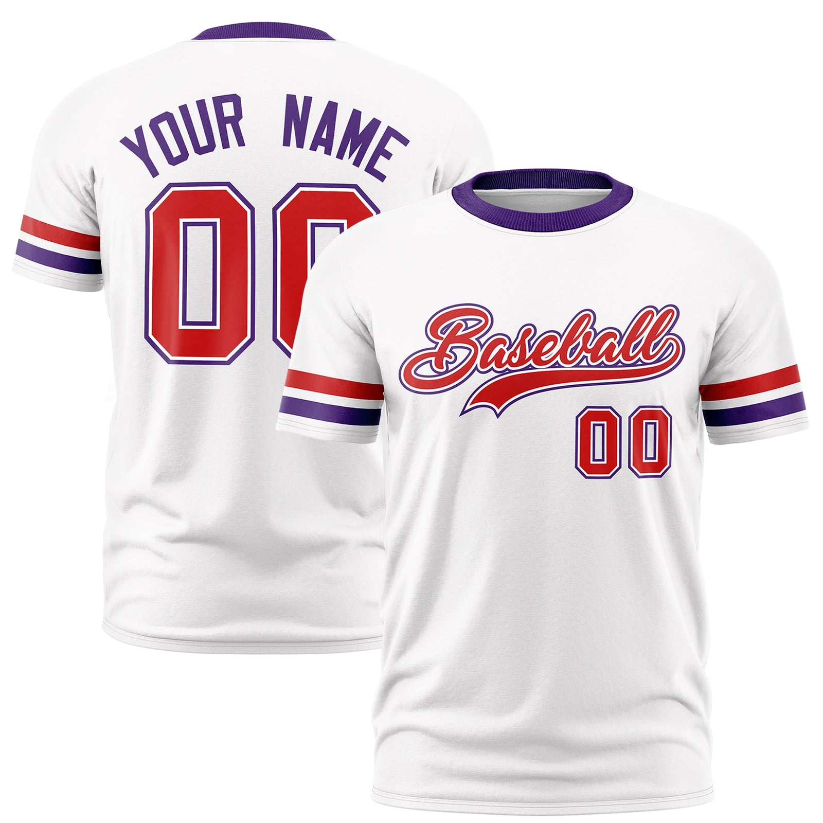 Custom White Purple Classic Style Stripe Fashion T-shirt| KXKSHOP