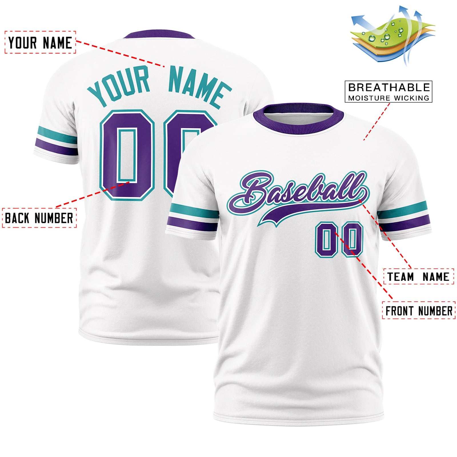 Custom White Purple Classic Style Stripe Fashion T-shirt| KXKSHOP