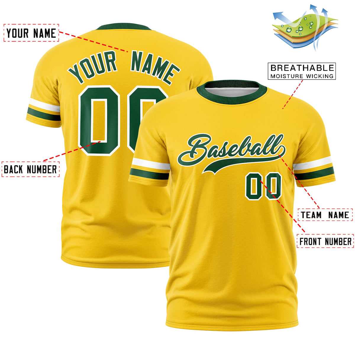 Custom Gold Green Classic Style Stripe Fashion T-shirt| KXKSHOP
