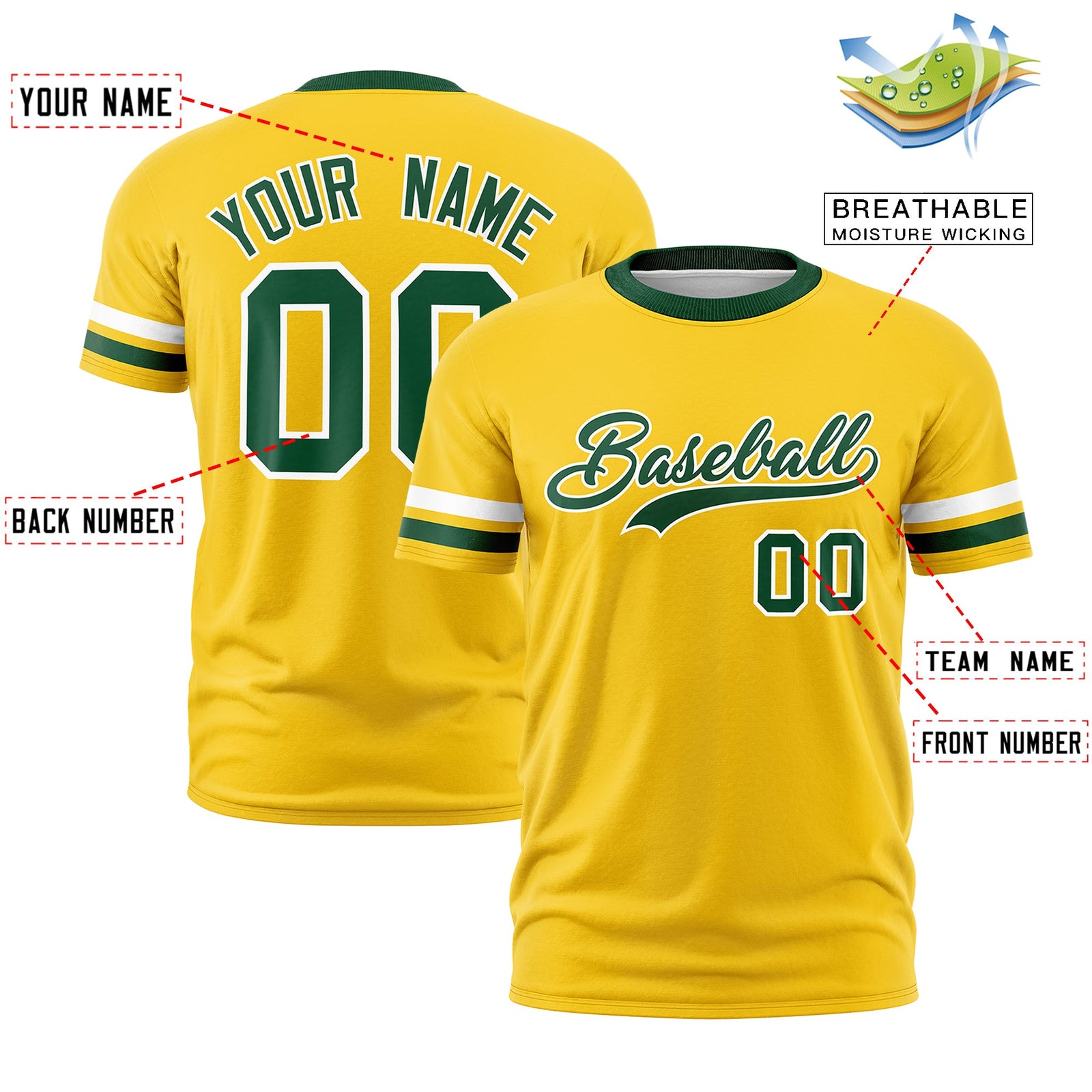 Custom Gold Green Classic Style Stripe Fashion T-shirt| KXKSHOP