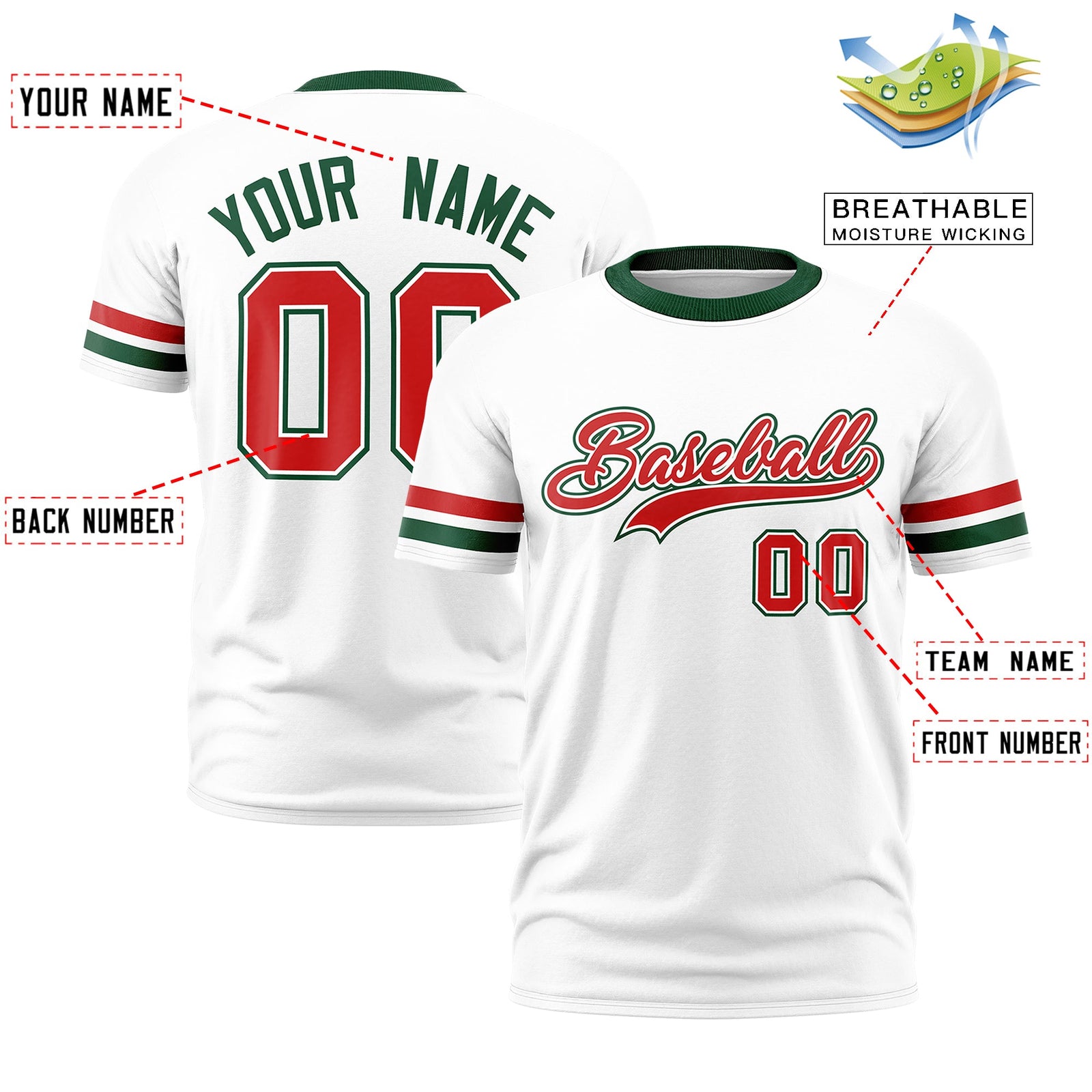 Custom White Green Classic Style Stripe Fashion T-shirt| KXKSHOP