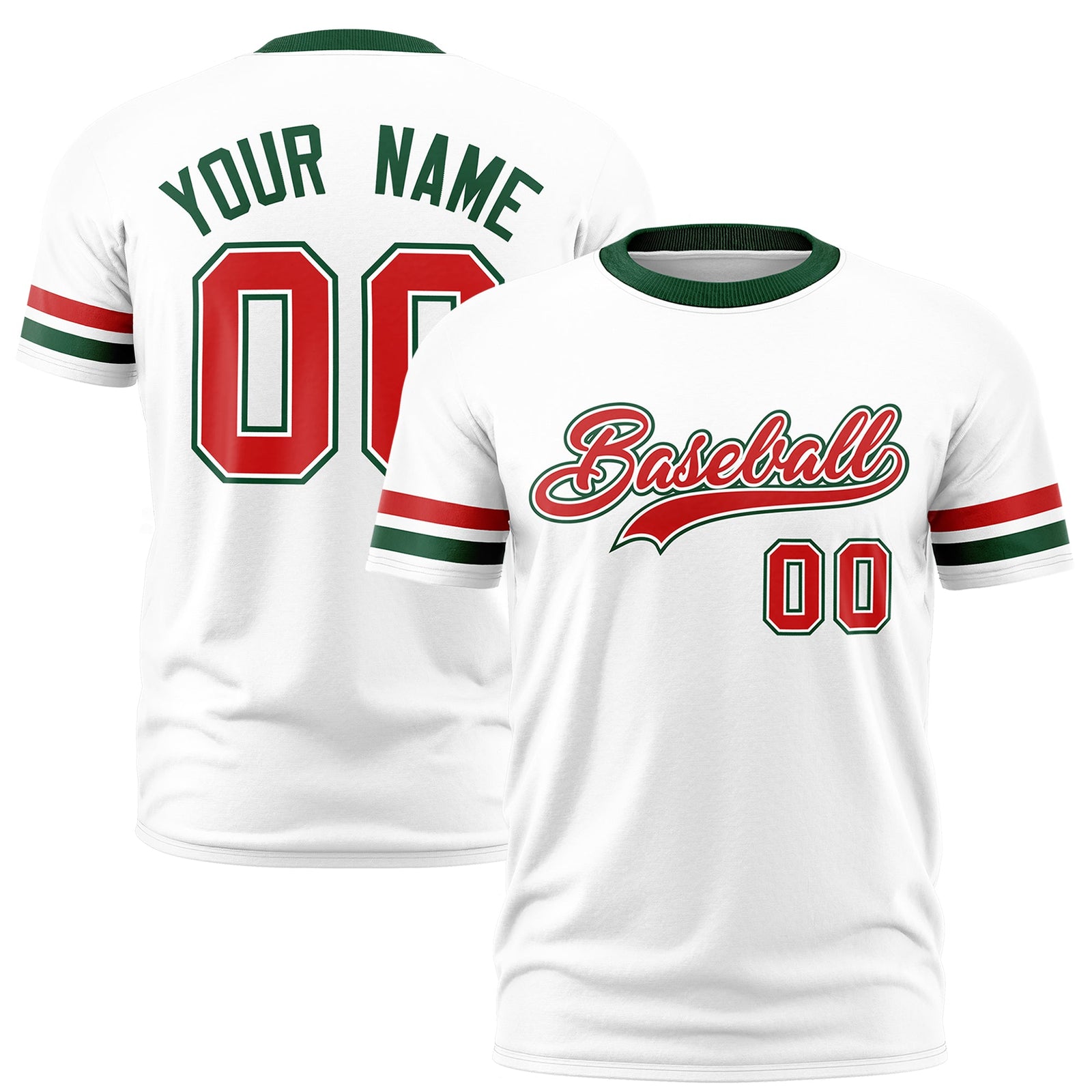 Custom White Green Classic Style Stripe Fashion T-shirt| KXKSHOP