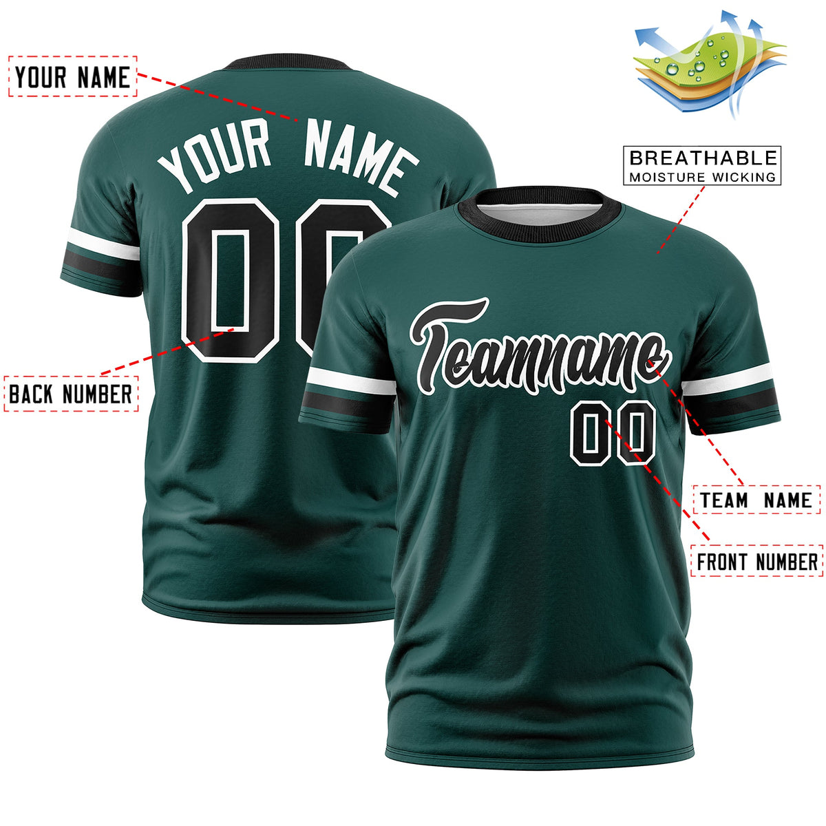 Custom Midnight Green Black Classic Style Stripe Fashion T-shirt| KXKSHOP