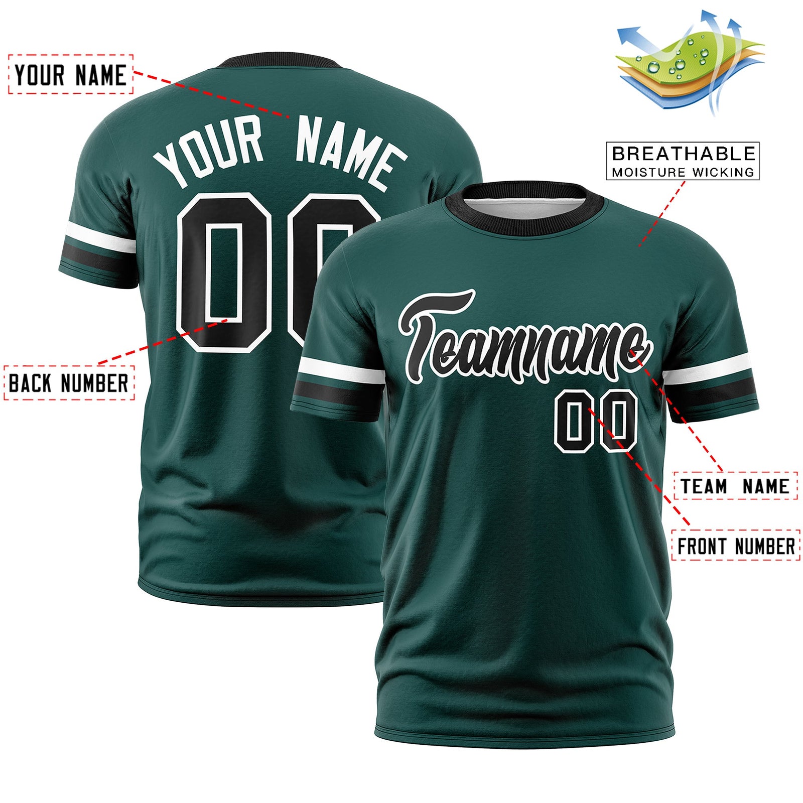Custom Midnight Green Black Classic Style Stripe Fashion T-shirt| KXKSHOP