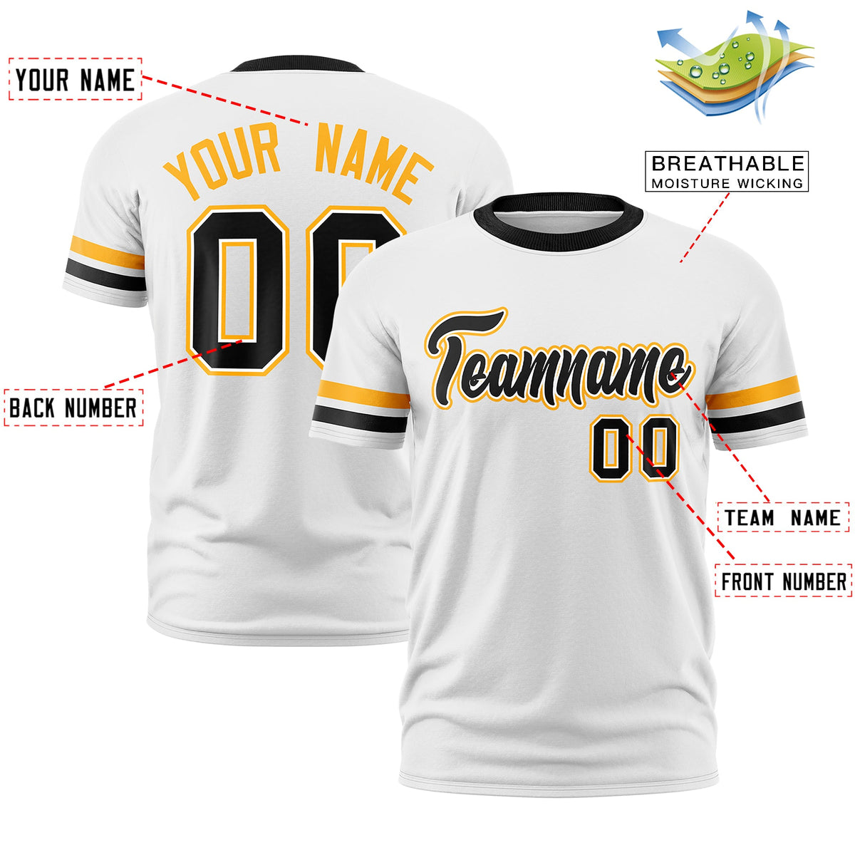 Custom White Black Classic Style Stripe Fashion T-shirt| KXKSHOP