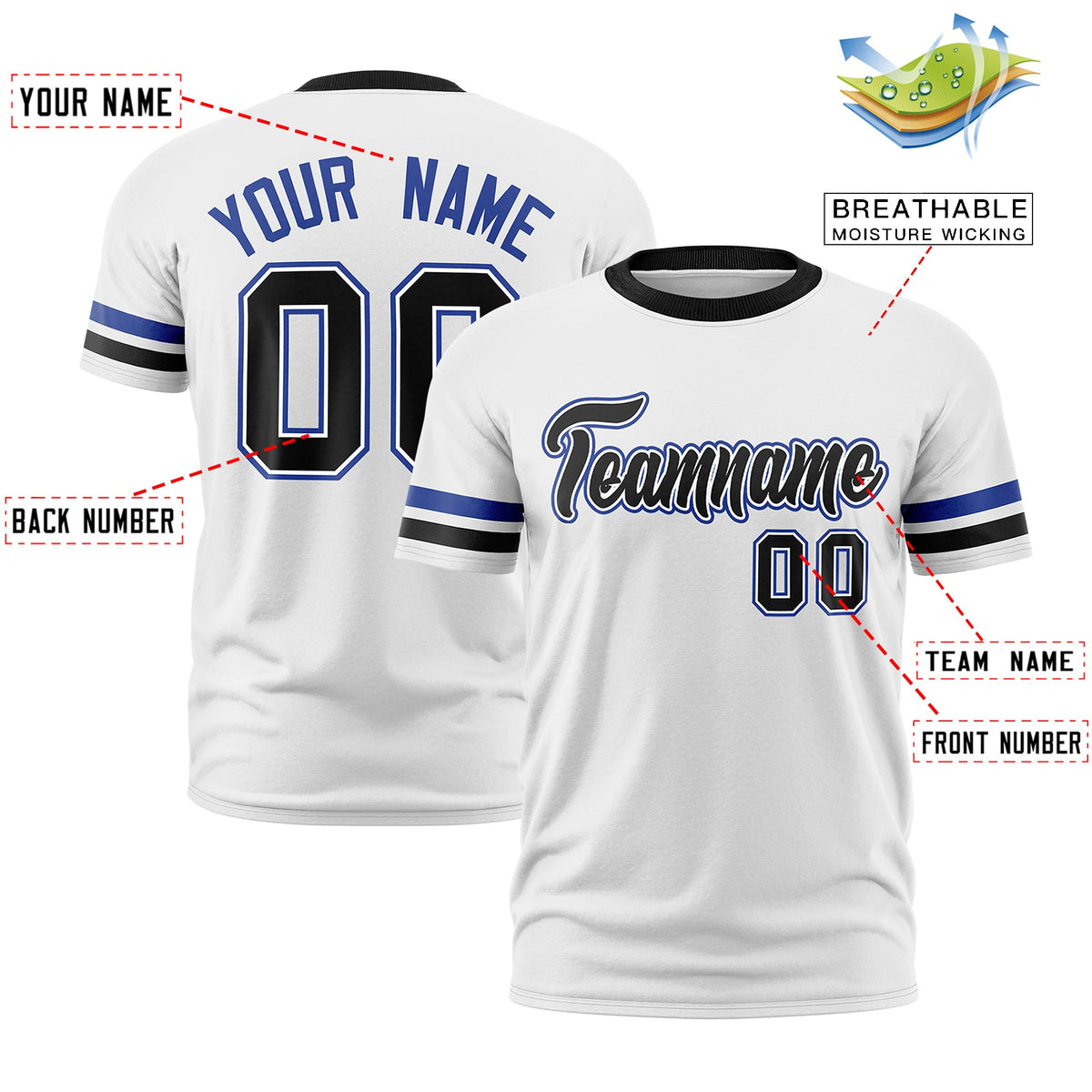 Custom White Black Classic Style Stripe Fashion T-shirt| KXKSHOP