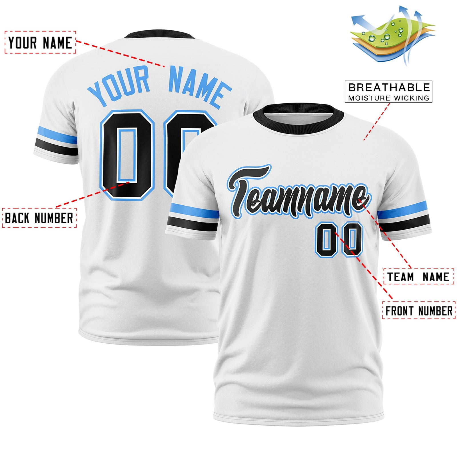 Custom White Black Classic Style Stripe Fashion T-shirt| KXKSHOP