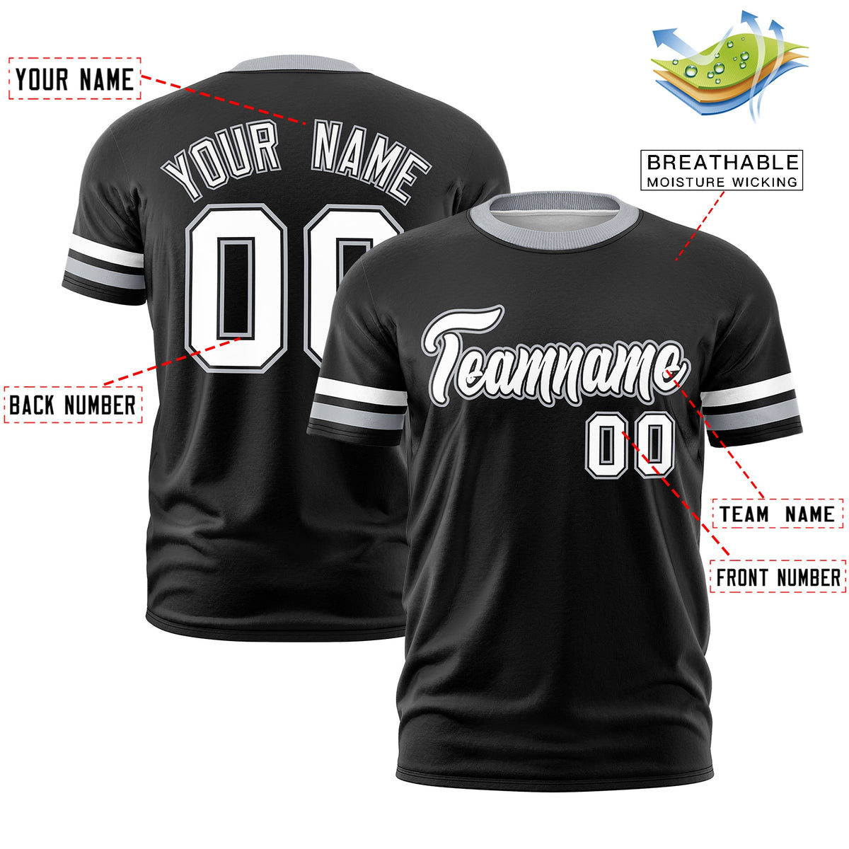 Custom Black Gray Classic Style Stripe Fashion T-shirt| KXKSHOP