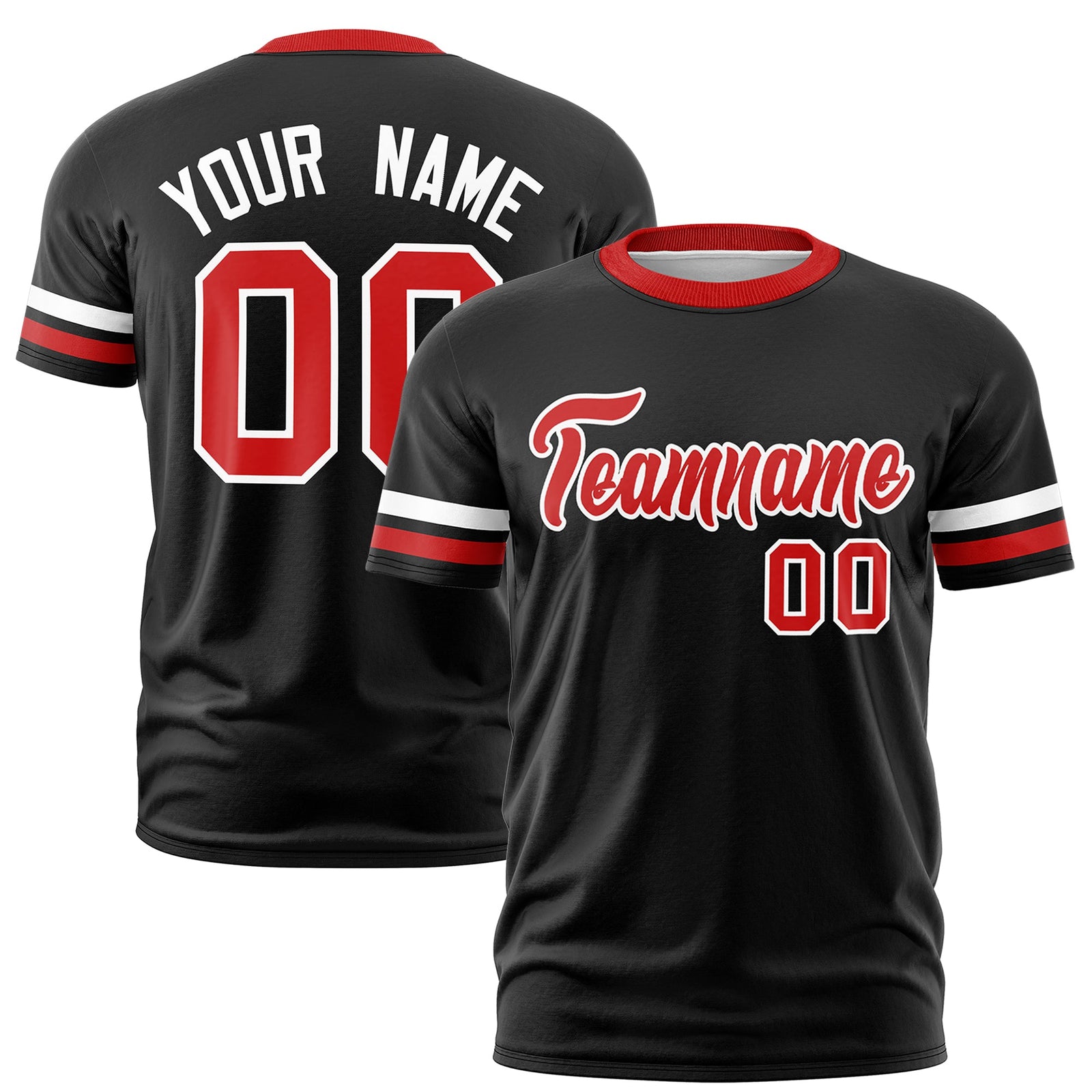 Custom Black Red Classic Style Stripe Fashion T-shirt| KXKSHOP