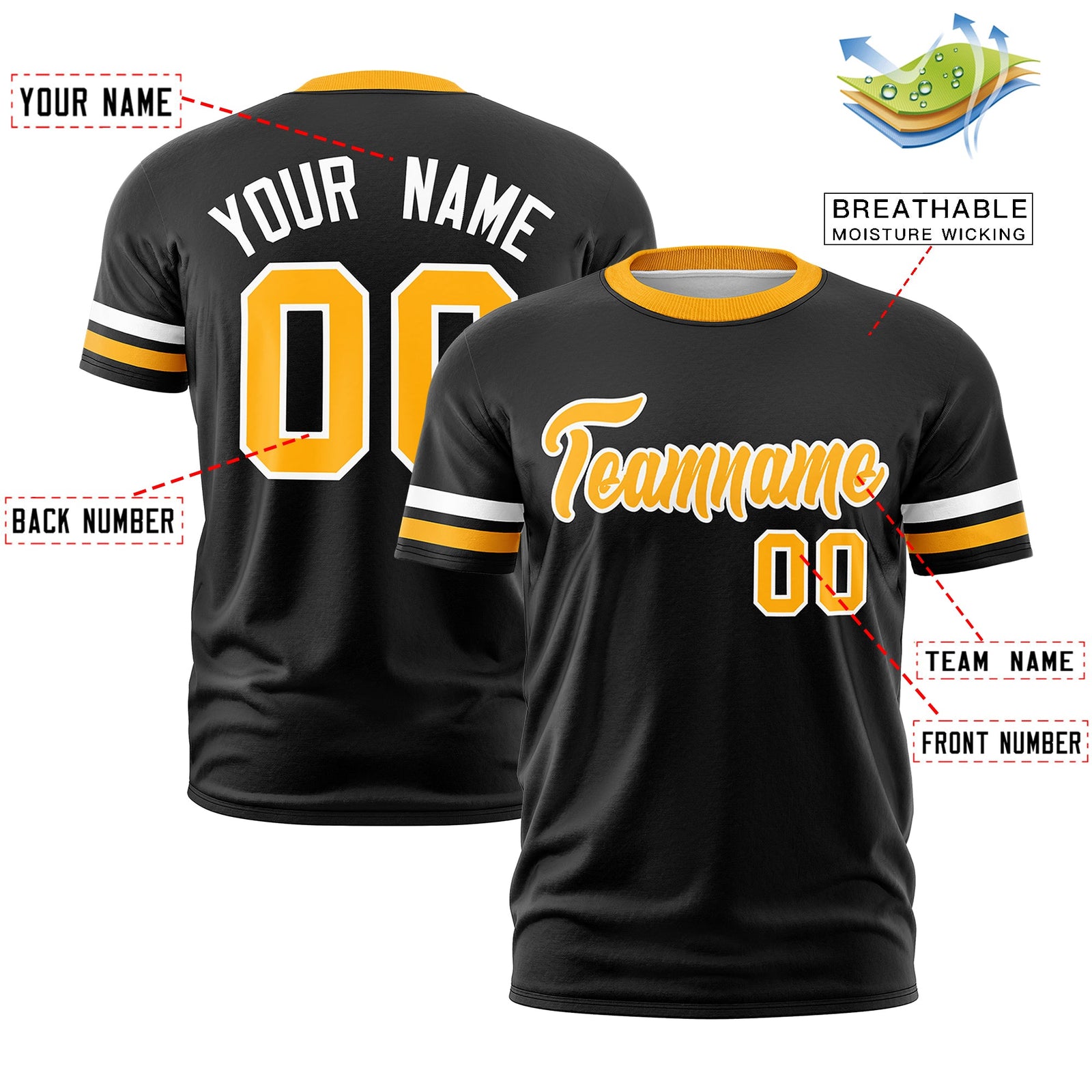 Custom Black Yellow Classic Style Stripe Fashion T-shirt| KXKSHOP