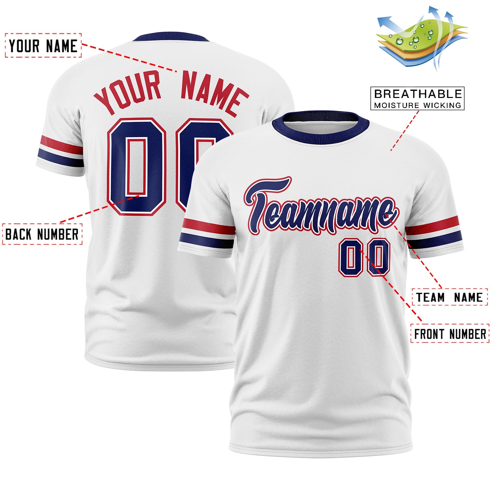 Custom White Classic Style Stripe Fashion T-shirt| KXKSHOP