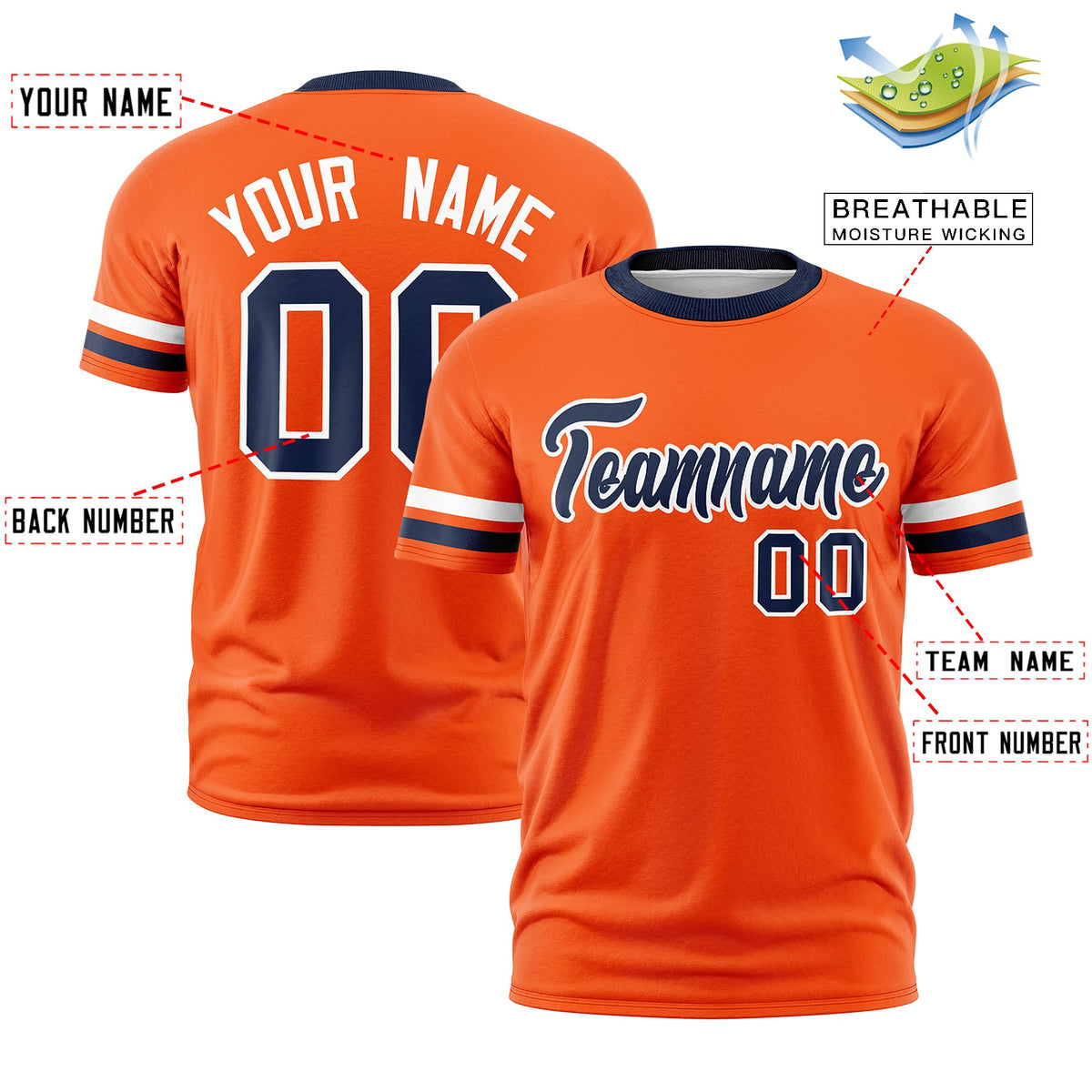 Custom Orange Navy Classic Style Stripe Fashion T-shirt| KXKSHOP