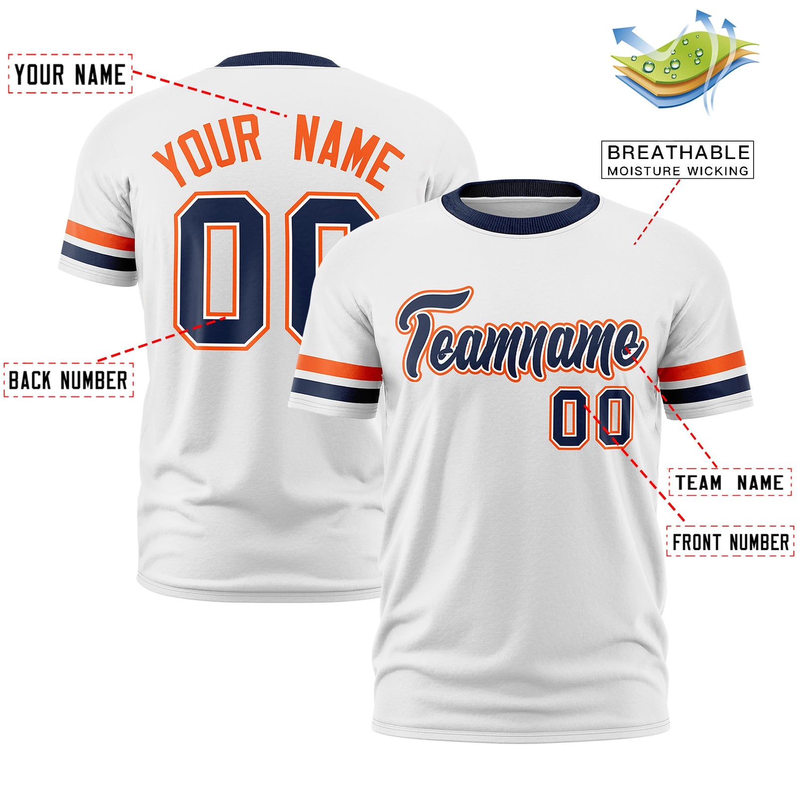 Custom White Navy Classic Style Stripe Fashion T-shirt| KXKSHOP