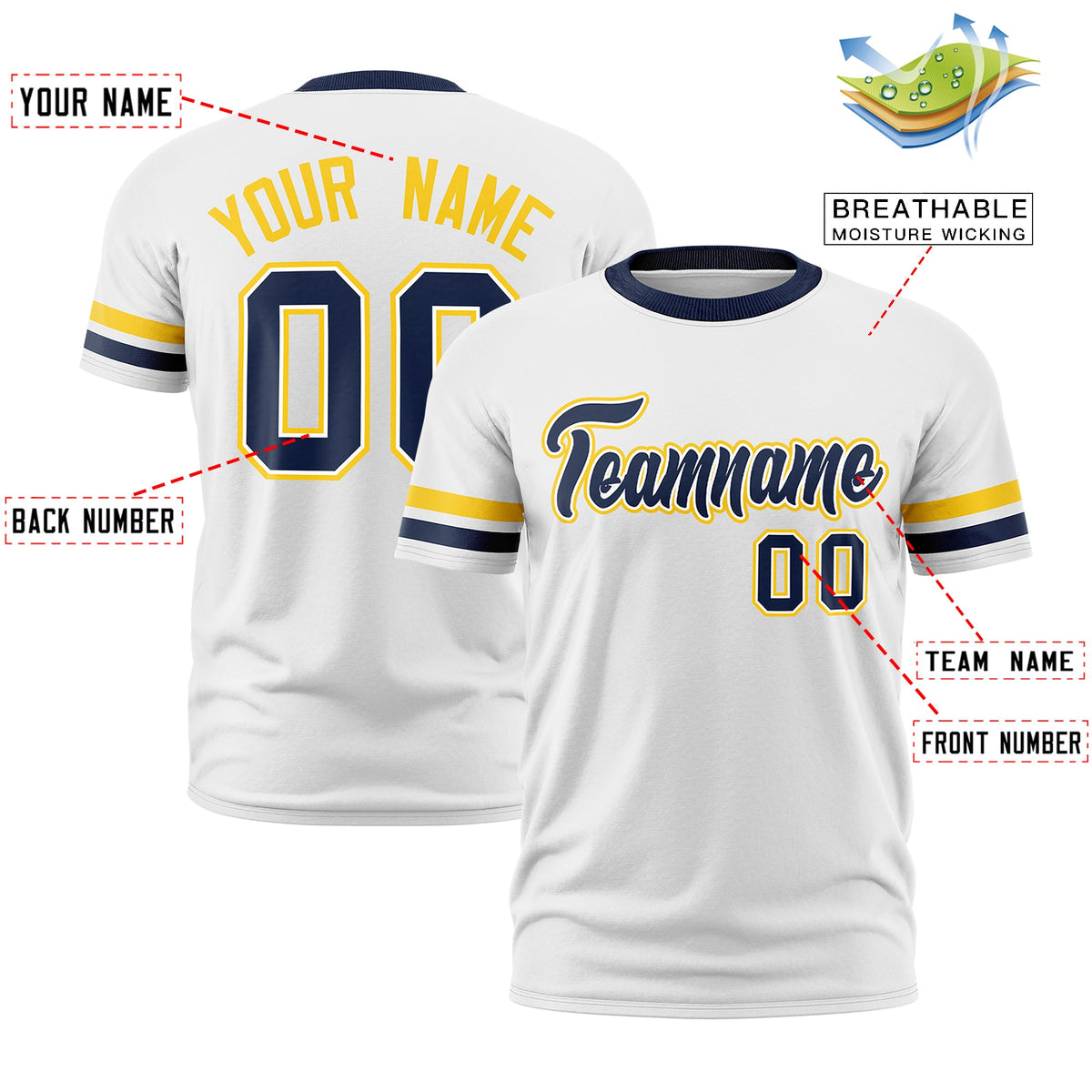 Custom White Navy Classic Style Stripe Fashion T-shirt| KXKSHOP