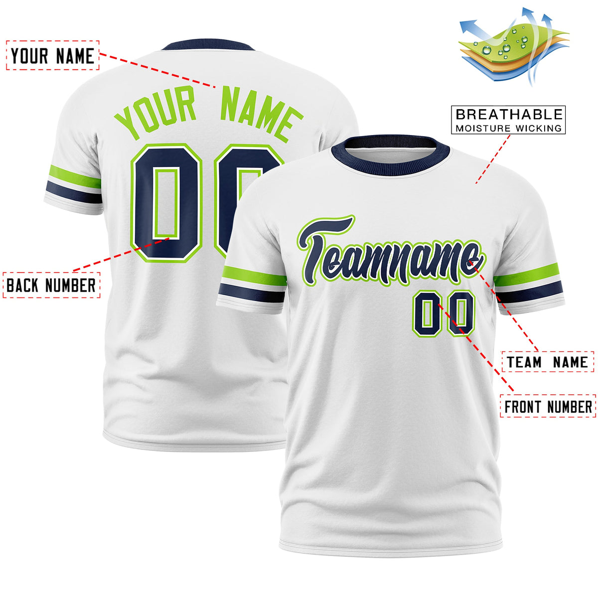 Custom White Navy Classic Style Stripe Fashion T-shirt| KXKSHOP