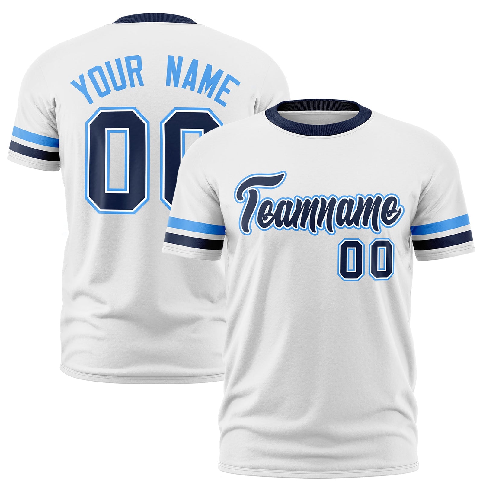 Custom White Navy Classic Style Stripe Fashion T-shirt| KXKSHOP