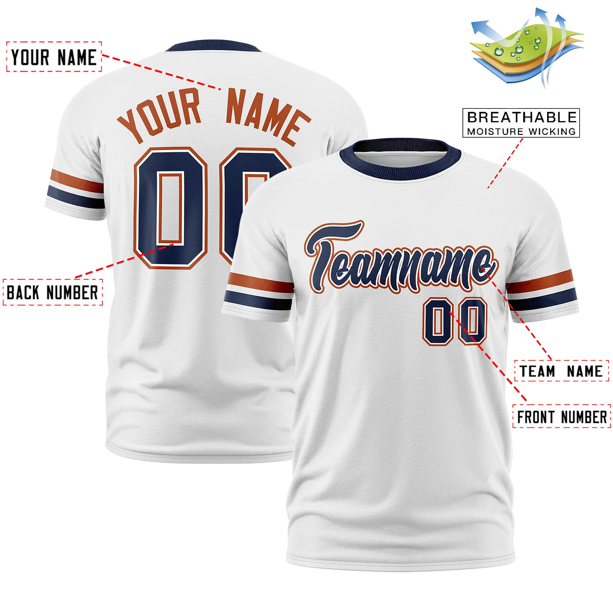 Custom White Navy Classic Style Stripe Fashion T-shirt| KXKSHOP