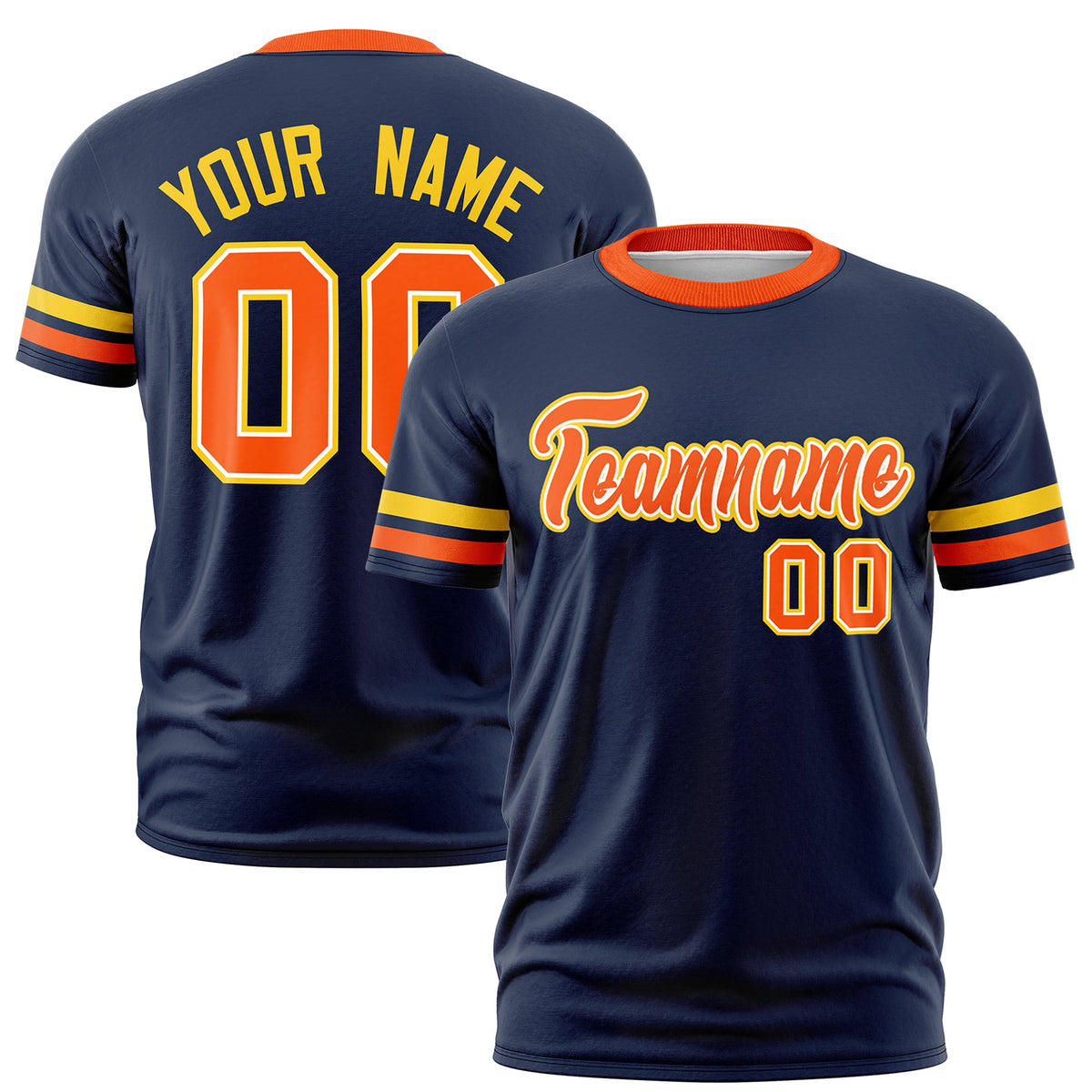 Custom Navy Orange Classic Style Stripe Fashion T-shirt| KXKSHOP