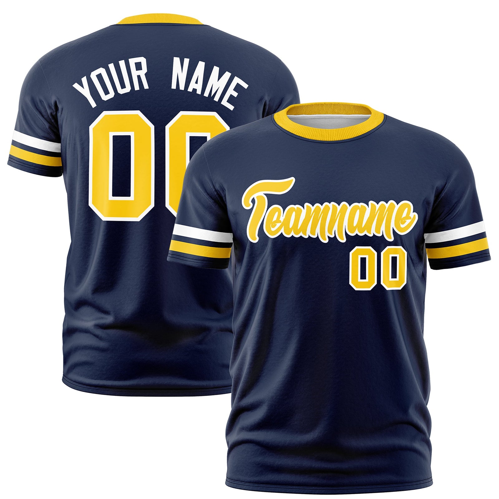 Custom Navy Gold Classic Style Stripe Fashion T-shirt| KXKSHOP