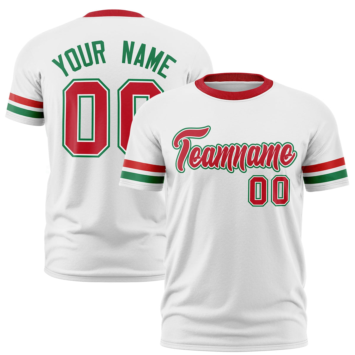 Custom White Kelly Green Classic Style Stripe Fashion T-shirt| KXKSHOP