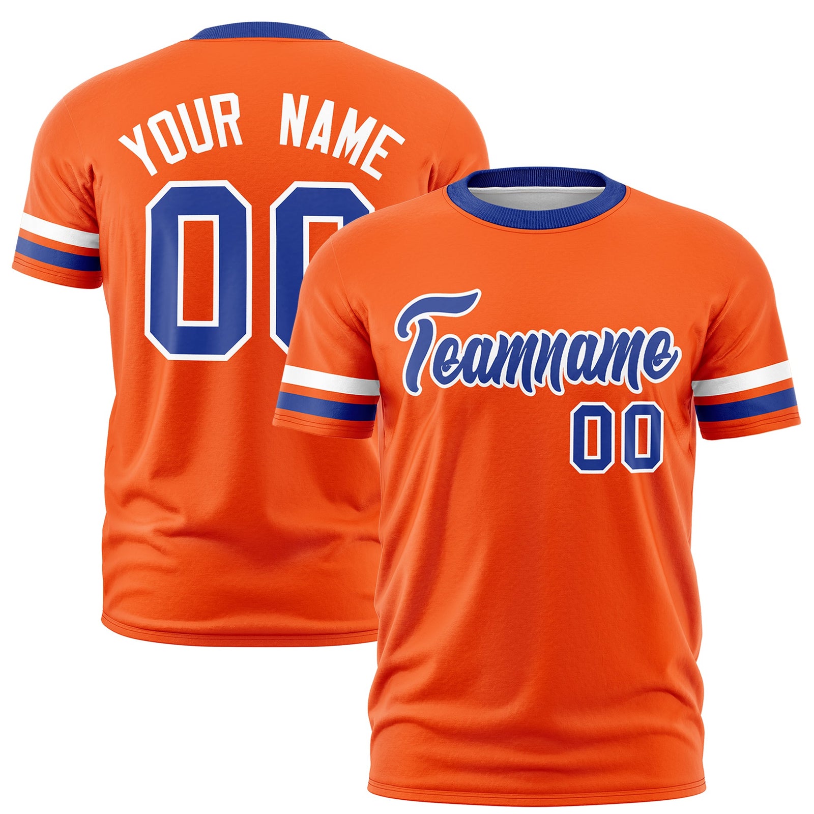 Custom Orange Royal Blue Classic Style Stripe Fashion T-shirt| KXKSHOP