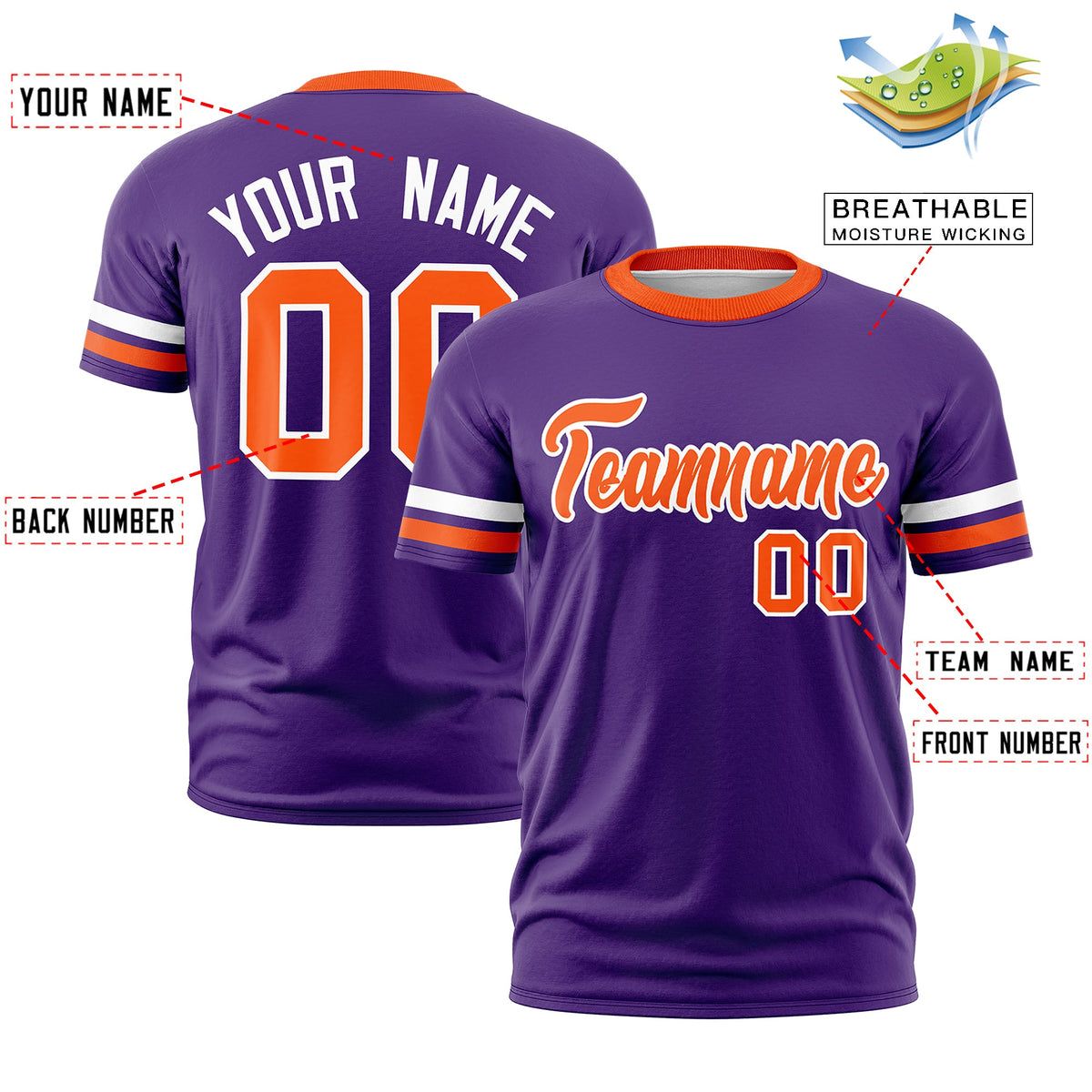 Custom Purple Orange Classic Style Stripe Fashion T-shirt| KXKSHOP