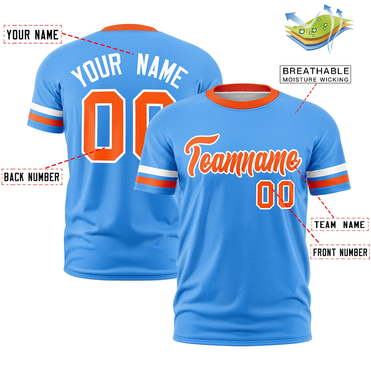 Custom Aqua Orange Classic Style Stripe Fashion T-shirt| KXKSHOP