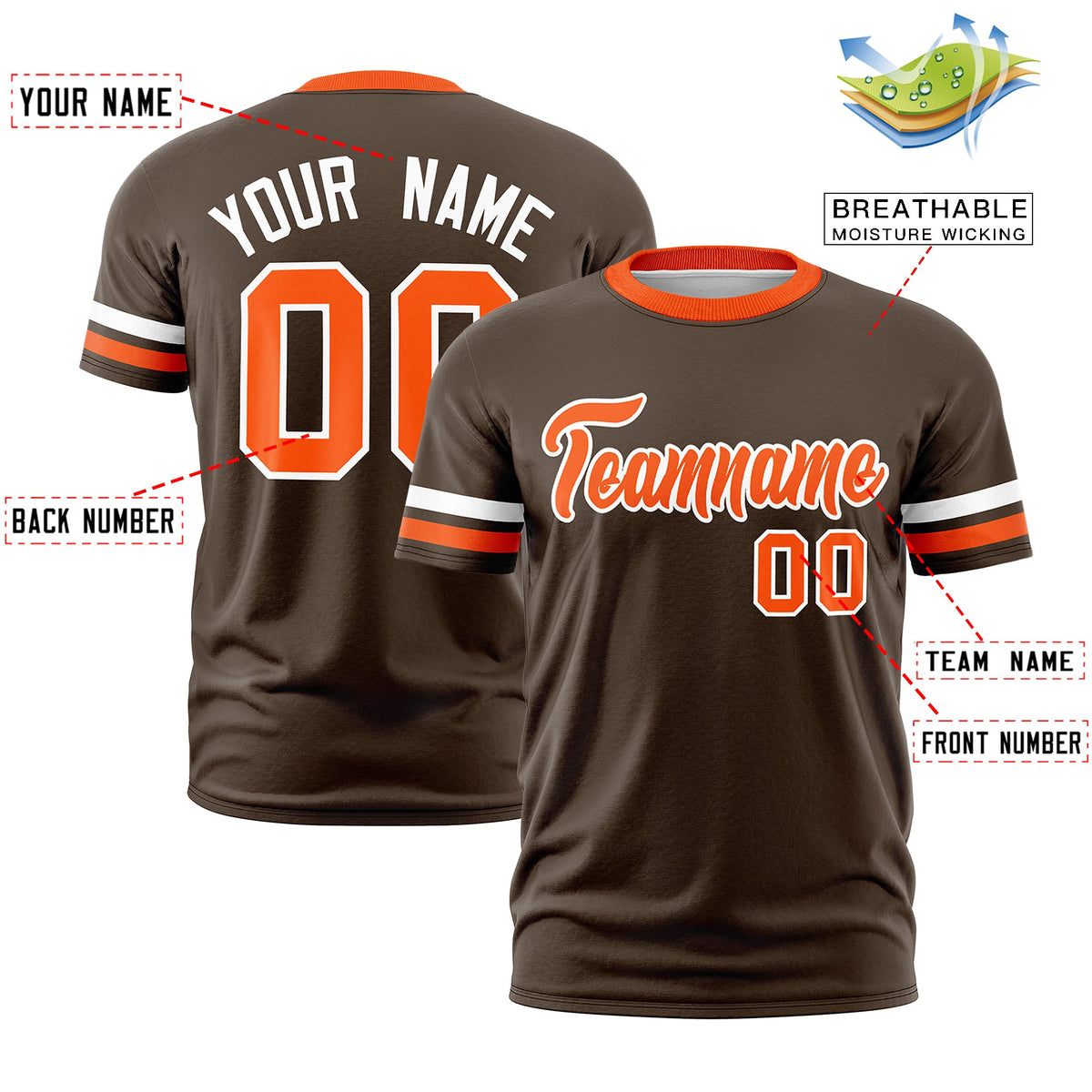 Custom Brown Orange Classic Style Stripe Fashion T-shirt| KXKSHOP
