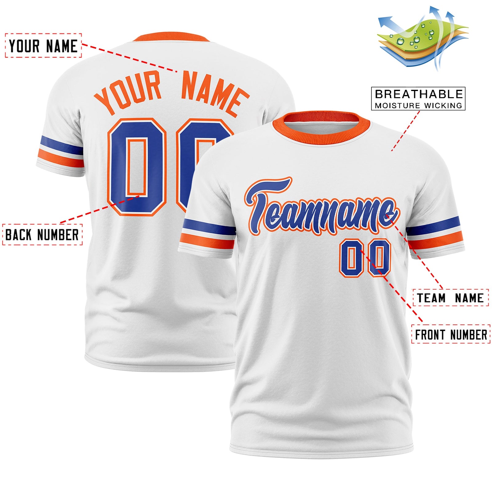 Custom White Orange Classic Style Stripe Fashion T-shirt| KXKSHOP