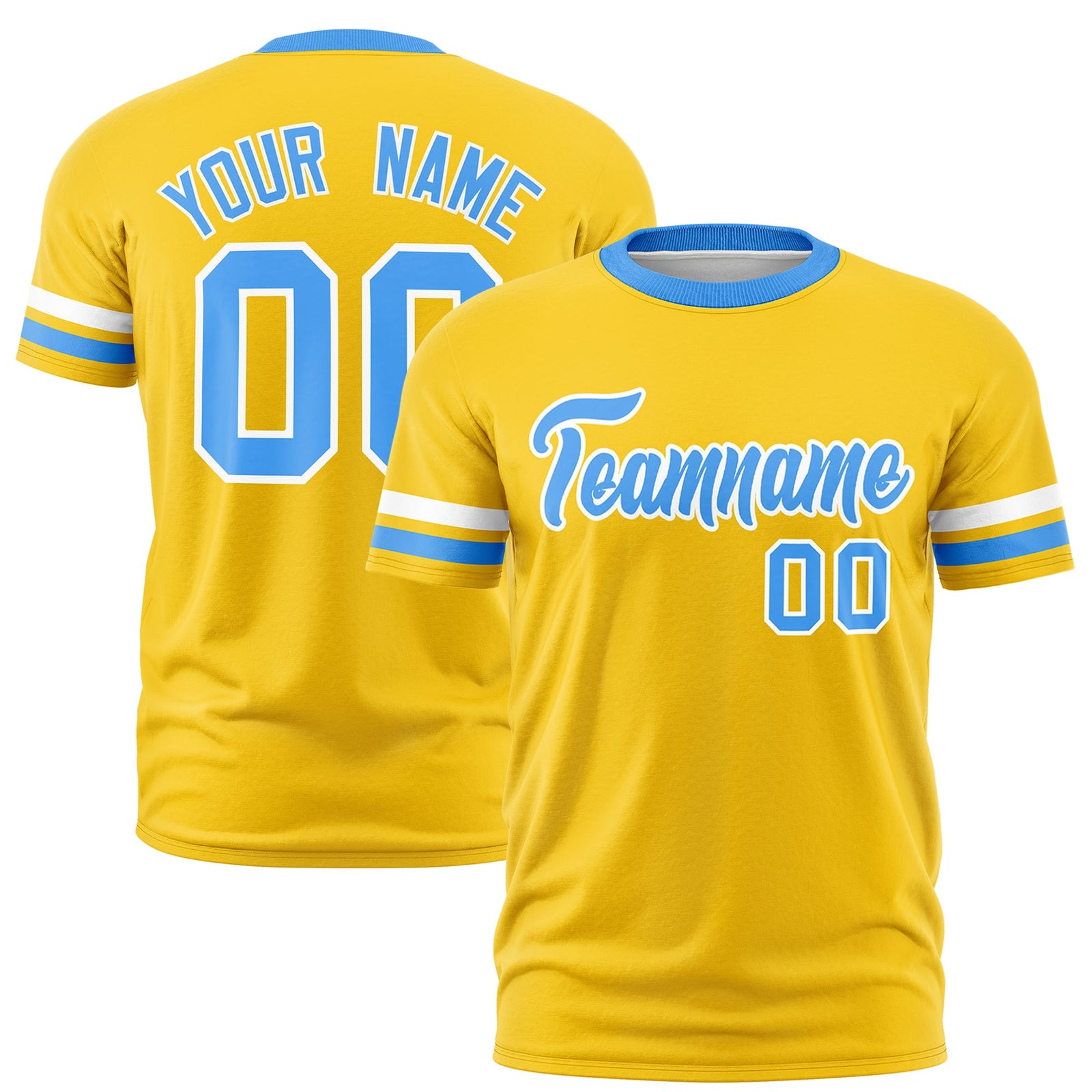 Custom Gold Powder Blue Classic Style Stripe Fashion T-shirt| KXKSHOP