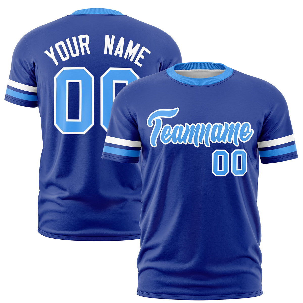 Custom Royal Blue Powder Blue Classic Style Stripe Fashion T-shirt| KXKSHOP