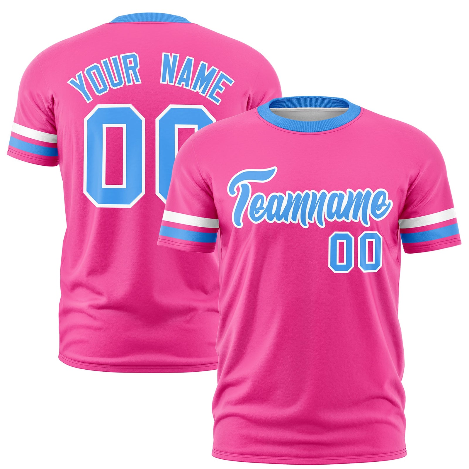Custom Pink Powder Blue Classic Style Stripe Fashion T-shirt| KXKSHOP