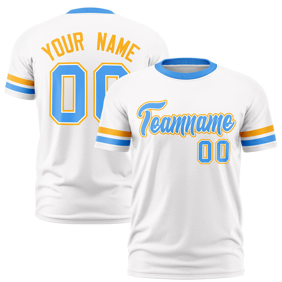 Custom White Powder Blue Classic Style Stripe Fashion T-shirt| KXKSHOP