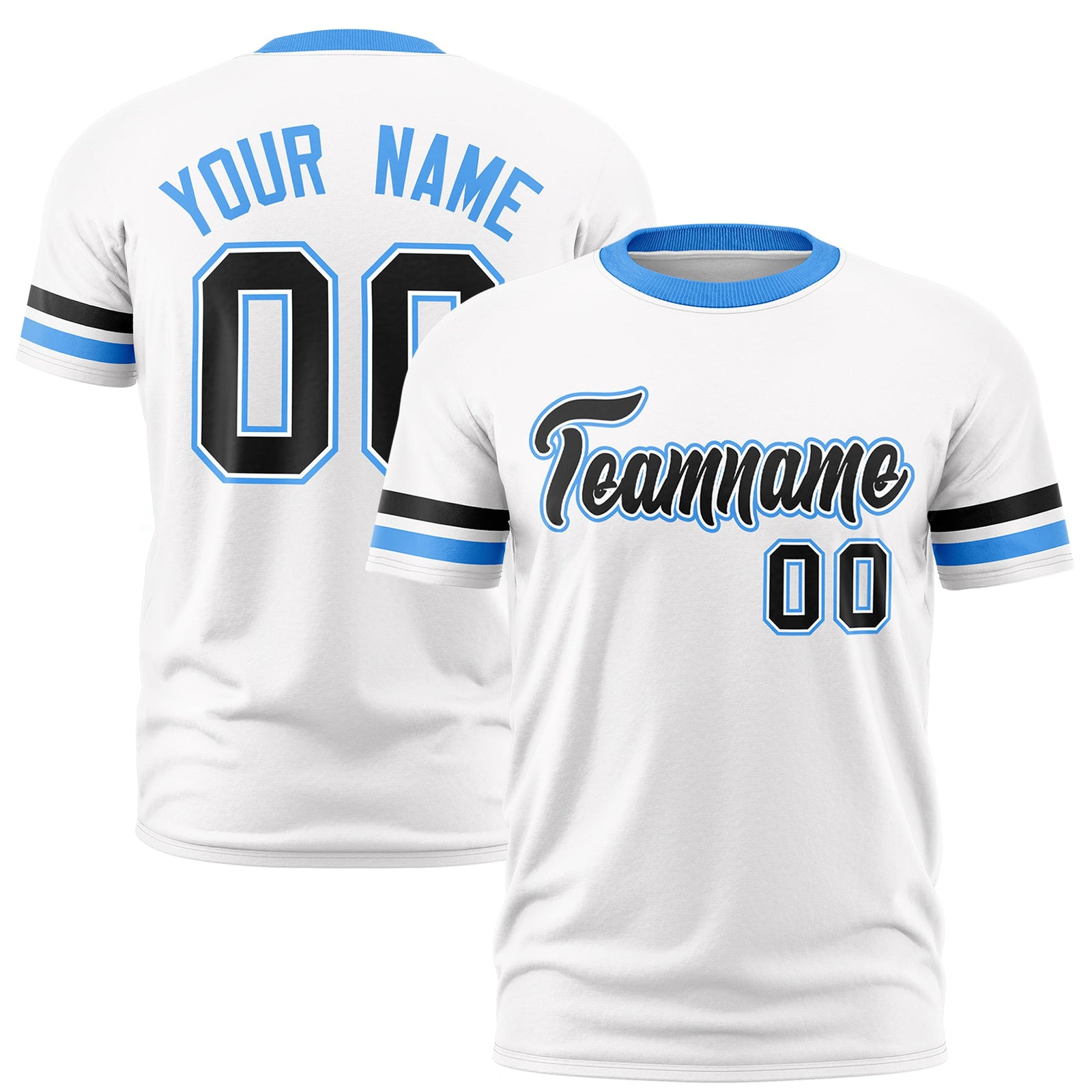 Custom White Powder Blue Classic Style Stripe Fashion T-shirt| KXKSHOP