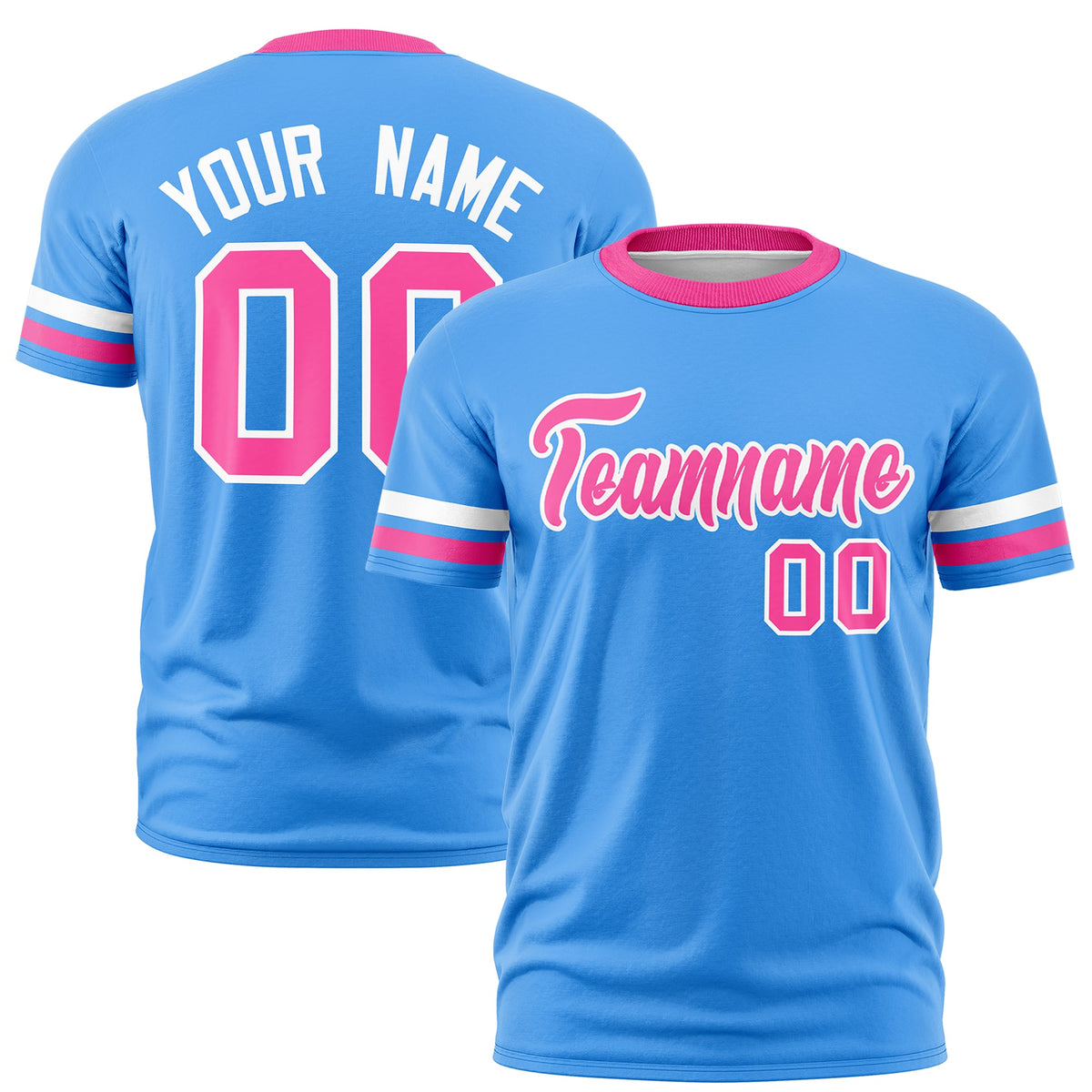 Custom Powder Blue Pink Classic Style Stripe Fashion T-shirt| KXKSHOP