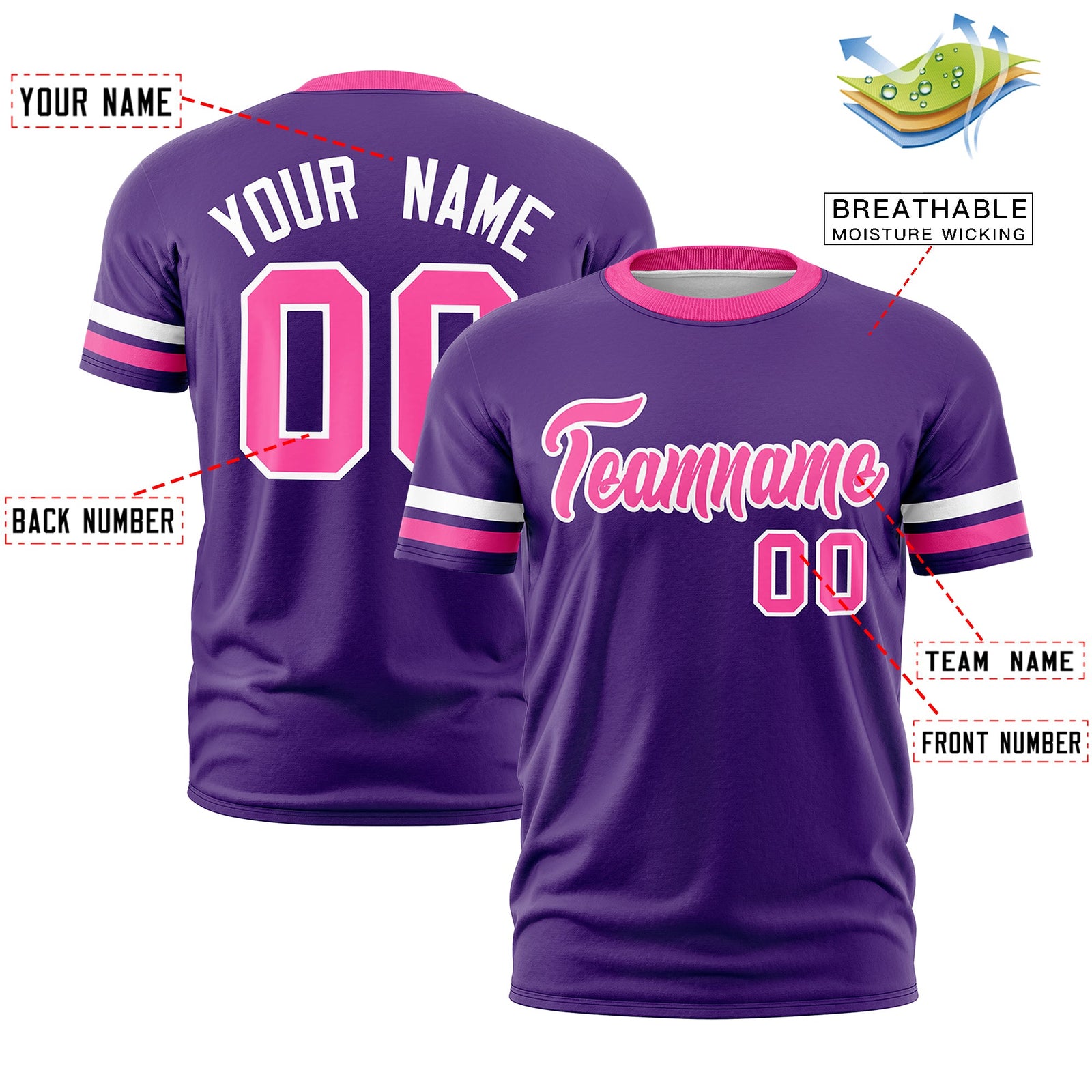 Custom Purple Pink Classic Style Stripe Fashion T-shirt| KXKSHOP