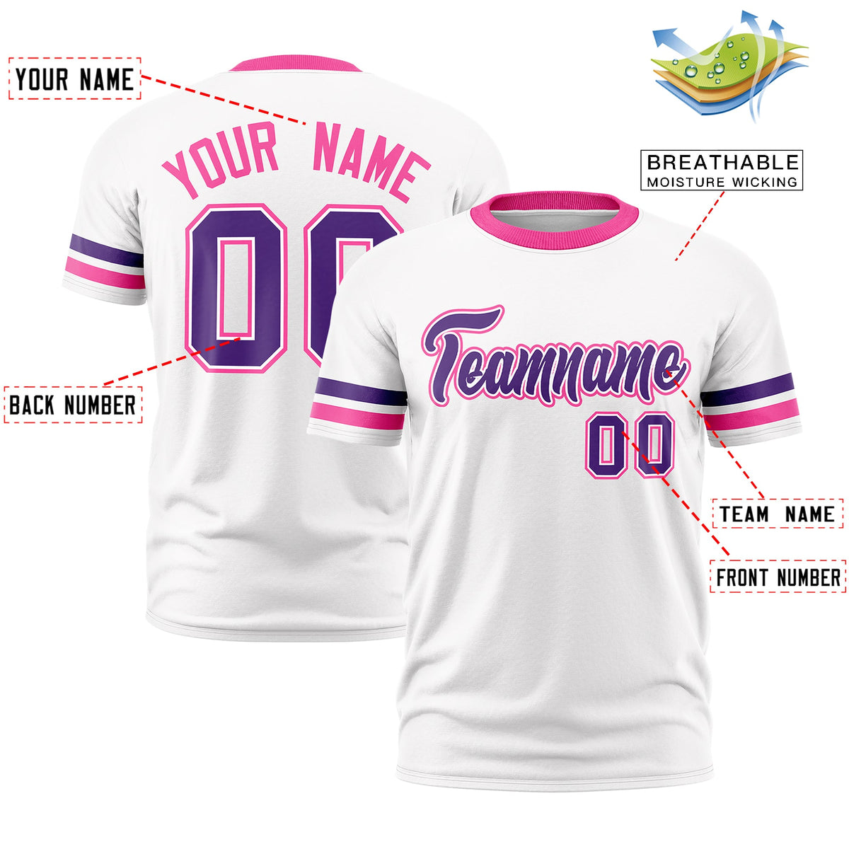 Custom White Pink Classic Style Stripe Fashion T-shirt| KXKSHOP